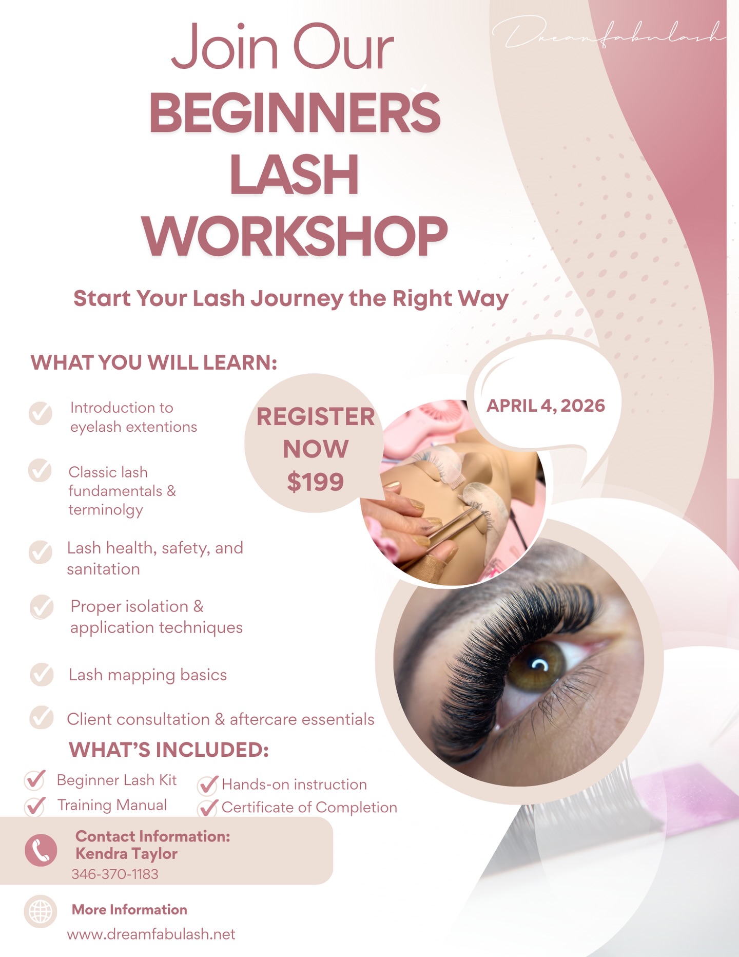 Dream FabuLash LLC Facebook ad: BEGINNERS LASH WORKSHOP