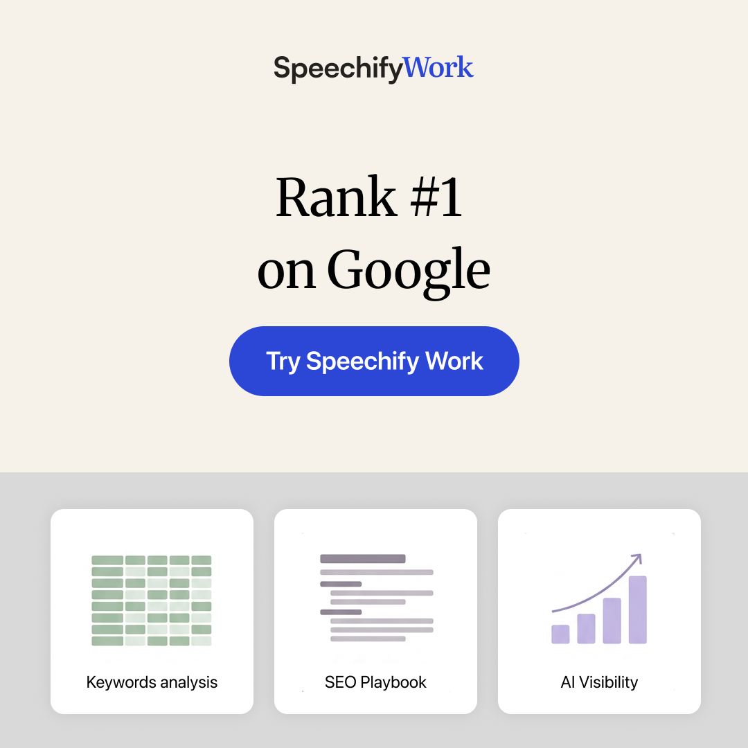 Speechify Work Facebook ad