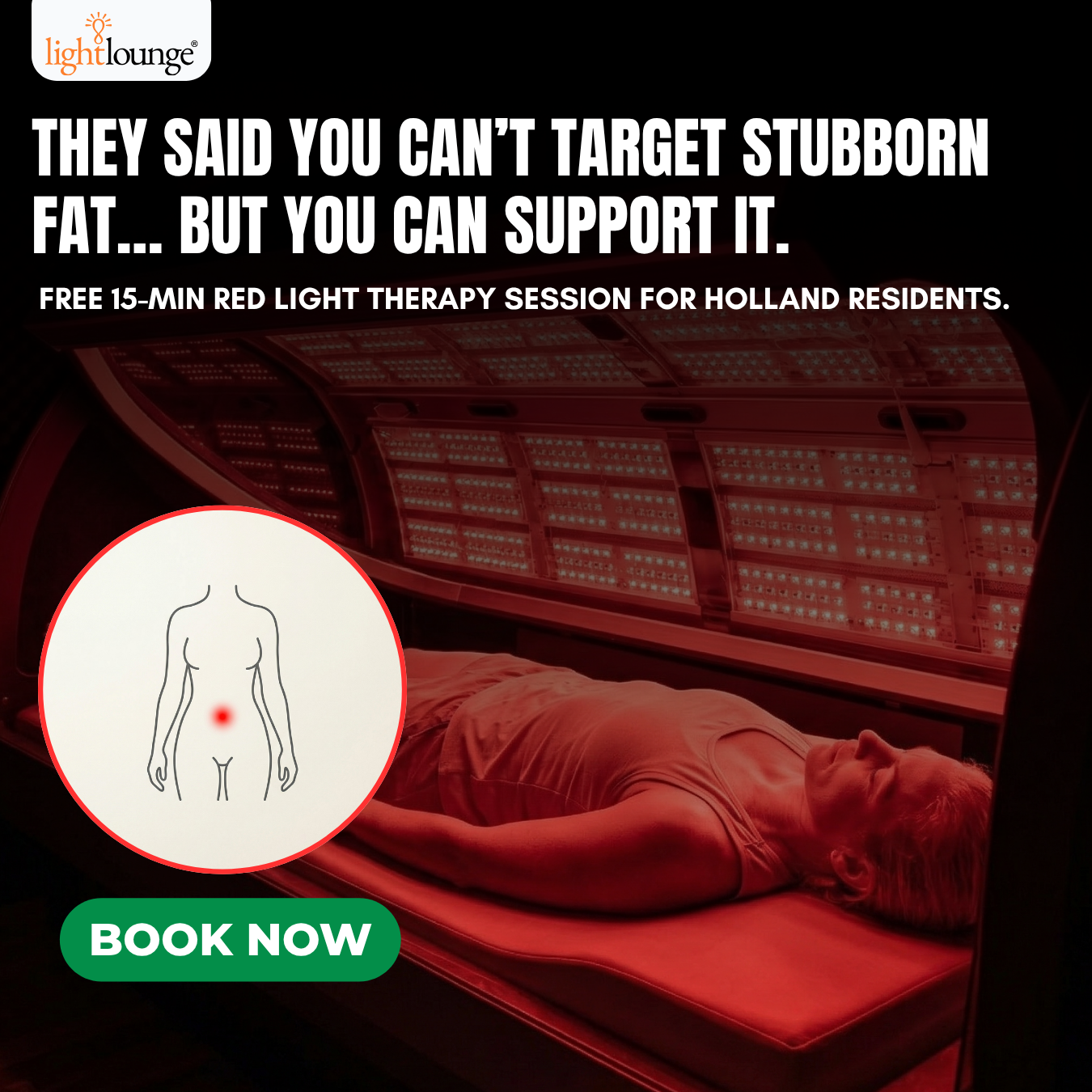 Light Lounge Holland Facebook ad: Free 15-Min Skin & Fat Loss Session - Holland Women Only