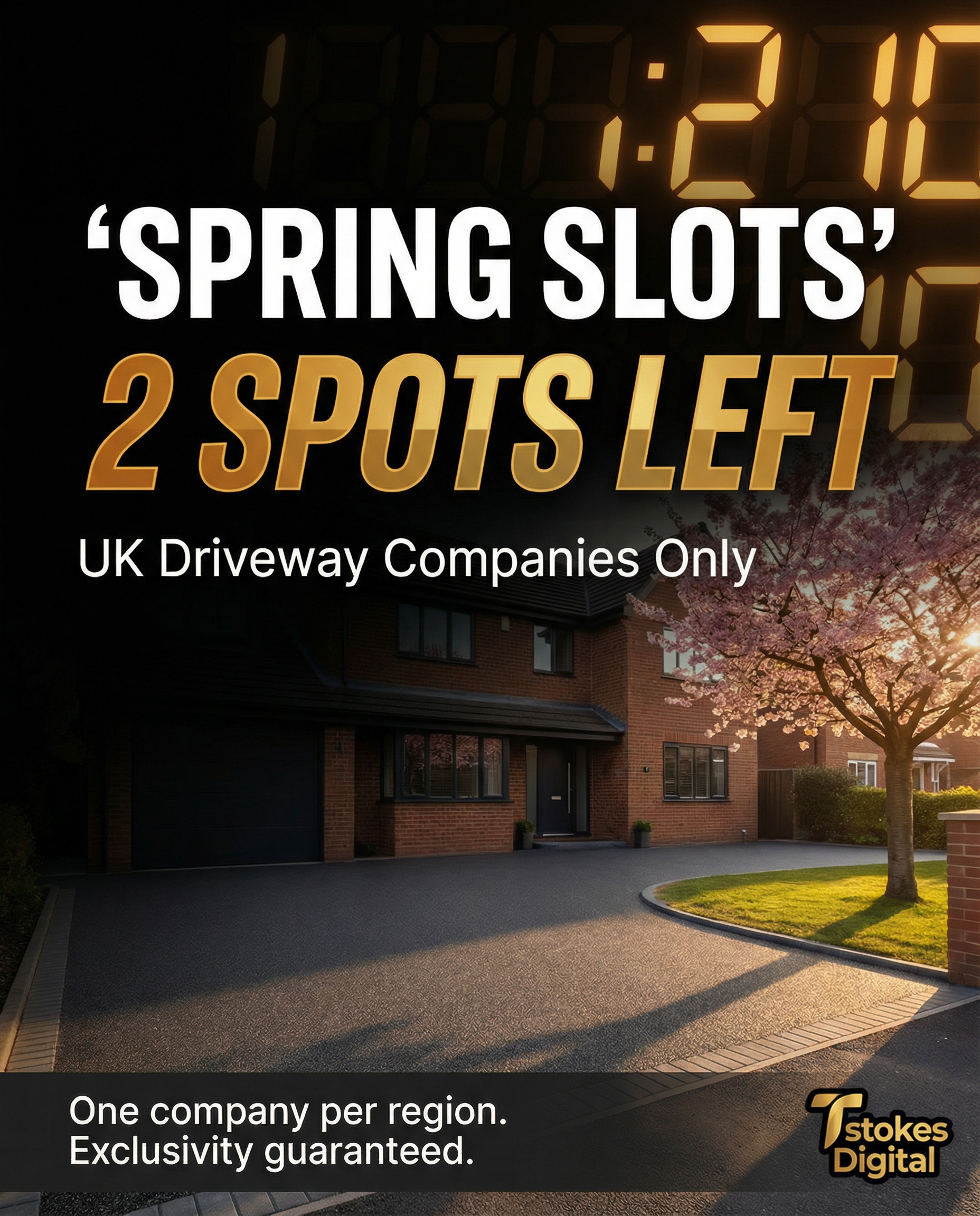 Tstokes Digital Facebook ad: Spring Slots Filling Fast, 2 Spots Left