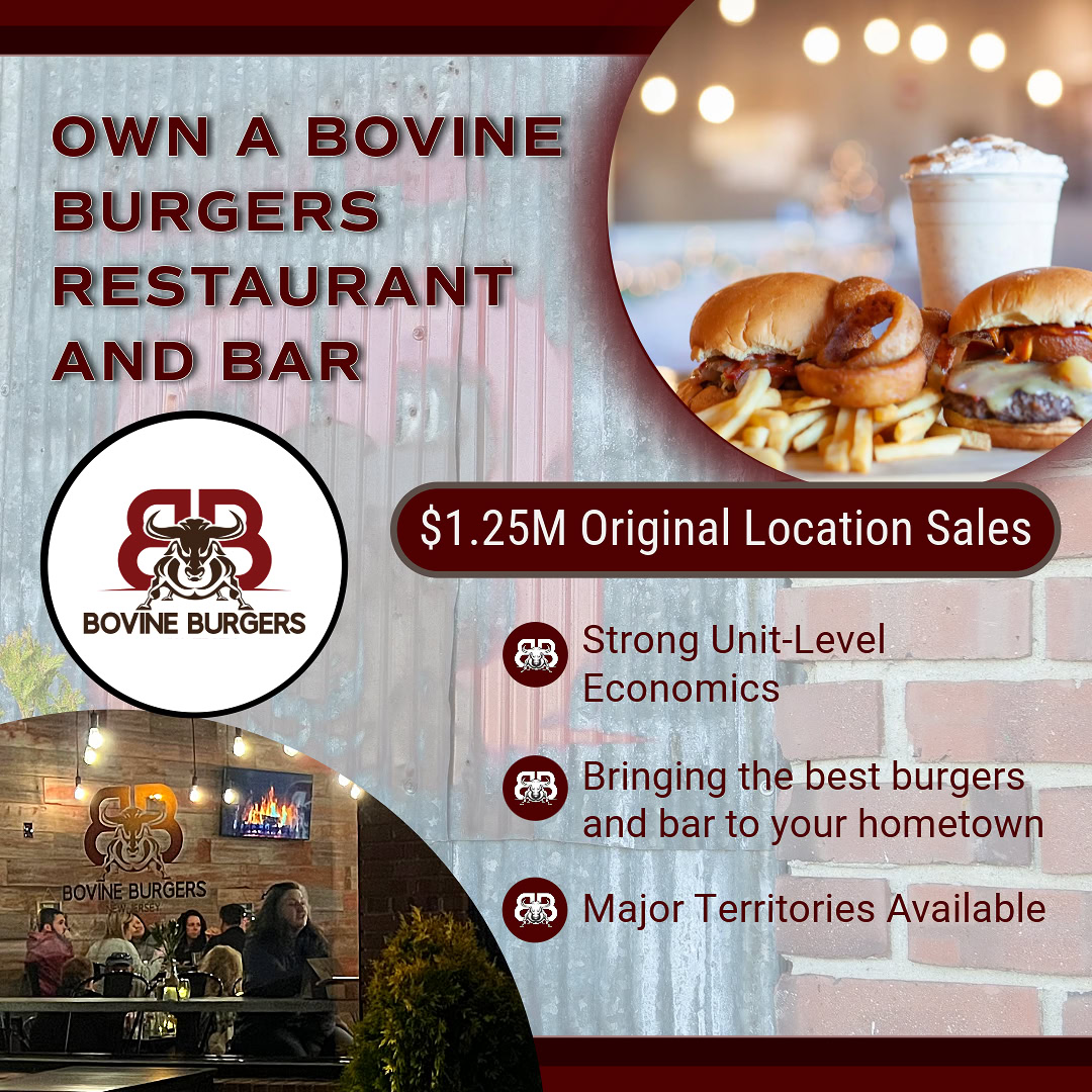 Bovine Burgers Facebook ad: Own a Bovine Burgers Restaurant & Bar