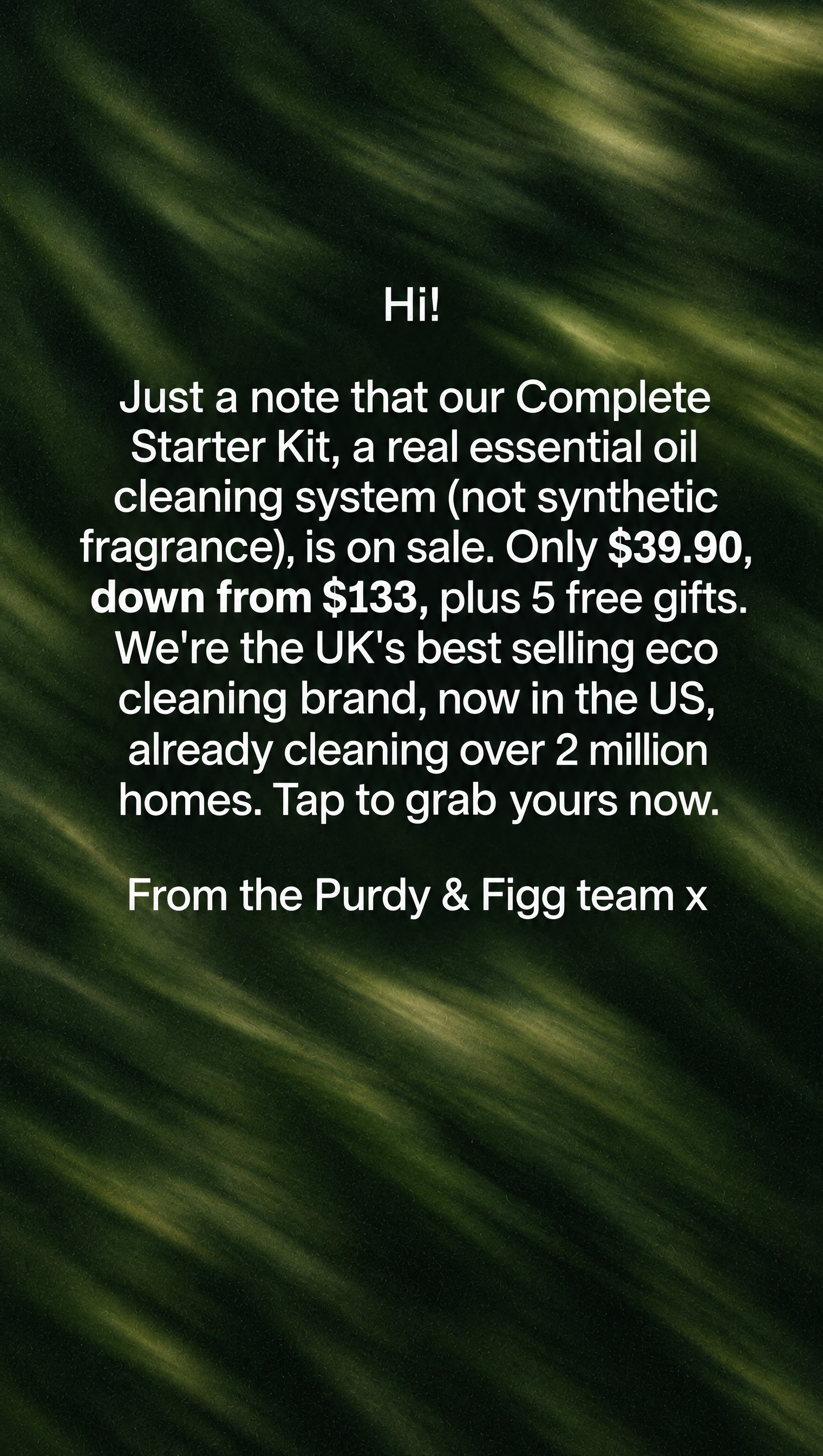 Purdy & Figg Facebook ad: Save 70% and get 2 free bottles and cloths