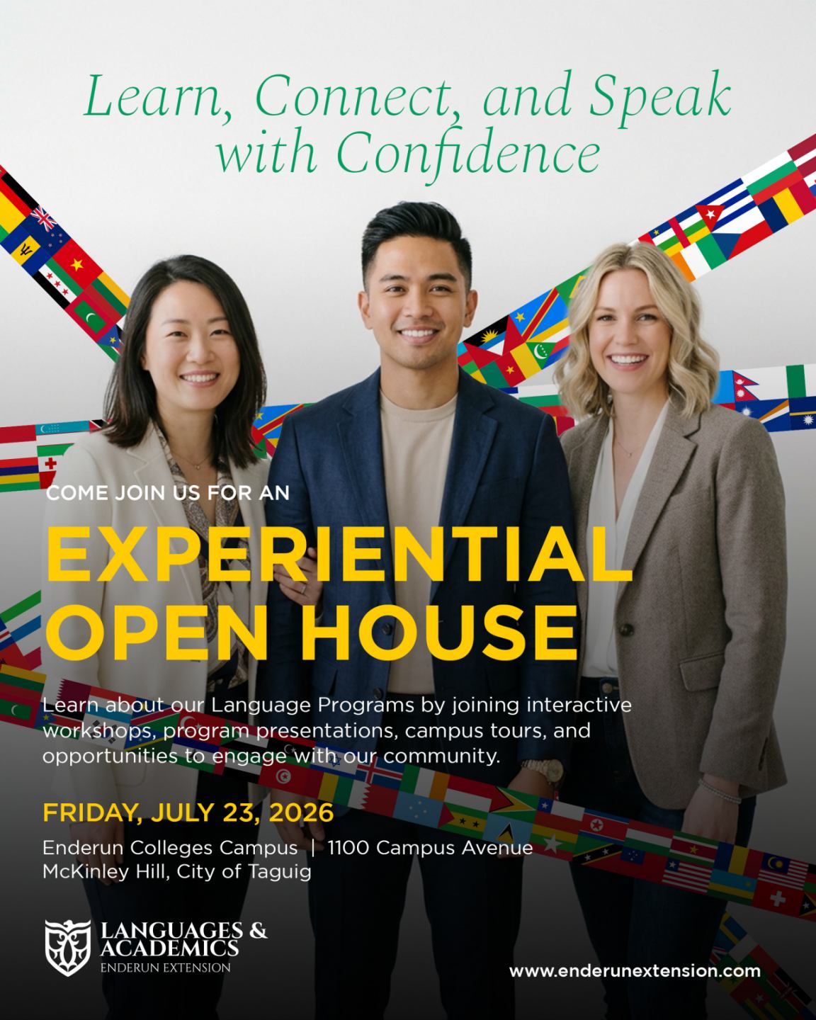 Enderun Extension Facebook ad: Ready to take your language skills to the…
