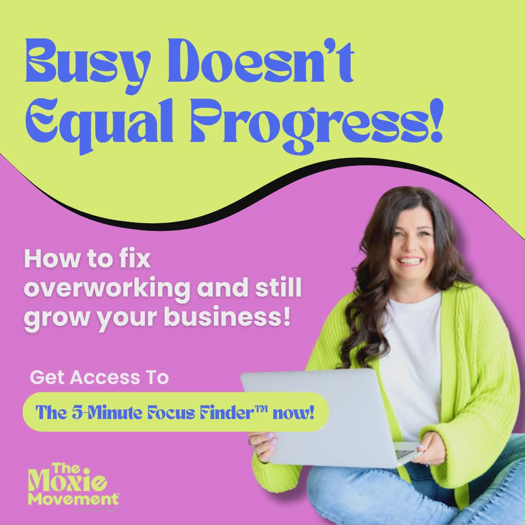 Sarah Greener - The Moxie Movement Facebook ad: The 5-Minute Tool To Stop Your From Overworking!