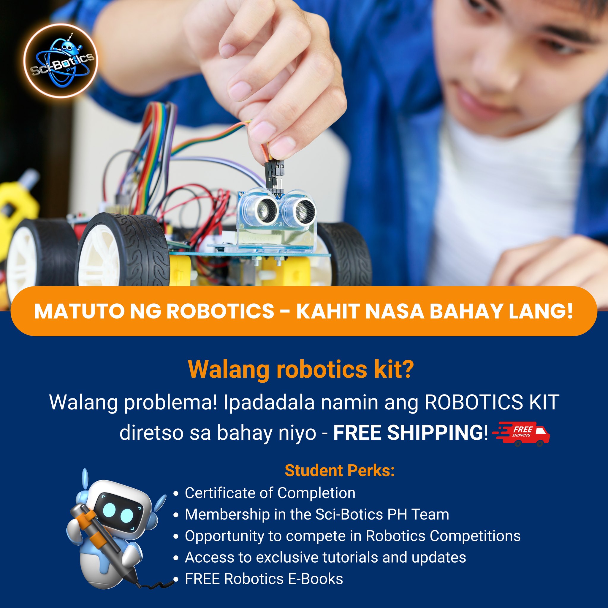 Sci-Botics PH Facebook ad: MATUTO NG ROBOTICS - KAHIT NASA BAHAY LANG!