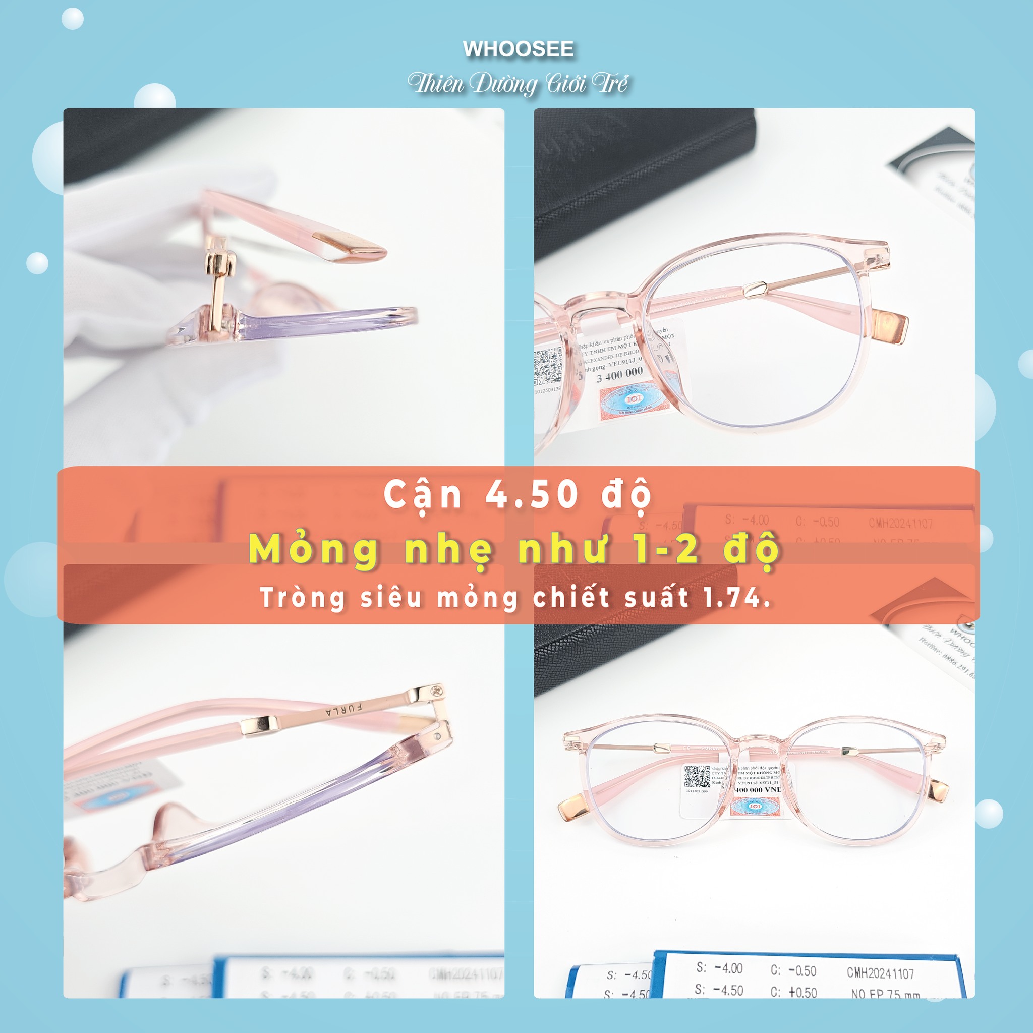 Gọng kính cận Hàn Quốc - Mắt Kính WhooSee Facebook ad: CẬN 4.50 ĐỘ LÀM TRÒNG SIÊU MỎNG SIÊU…
