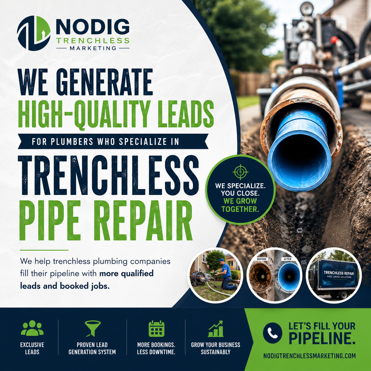 No Dig Trenchless Marketing Facebook ad: Trenchless Leads