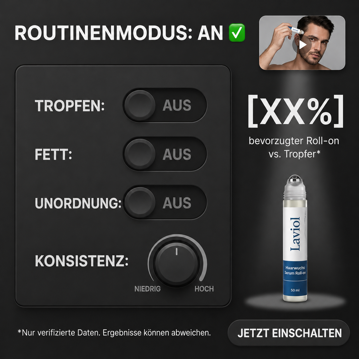 Lameo Facebook ad: Das Serum, das jede andere Lösung gegen Haarausfall ersetzt.