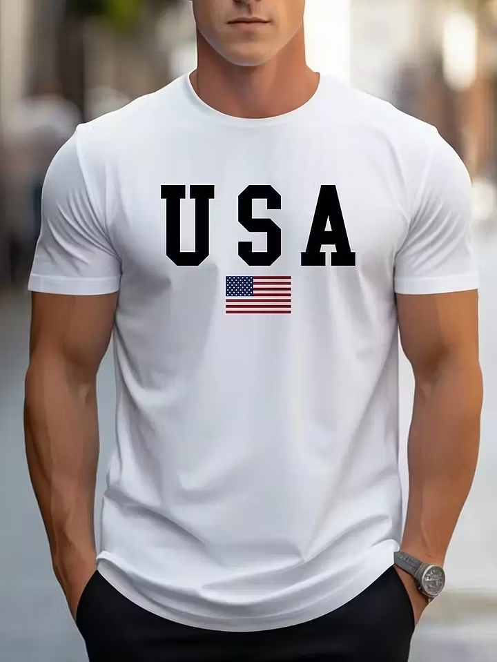 Chivtee Facebook ad: Patriotic USA Flag Print 100% Cotton T-Shirt