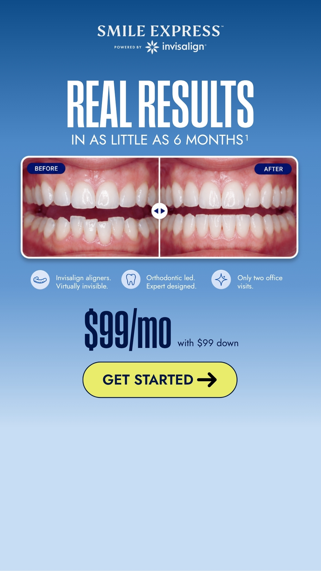 Smile Express Facebook ad: Results in as Little as 6 Months¹