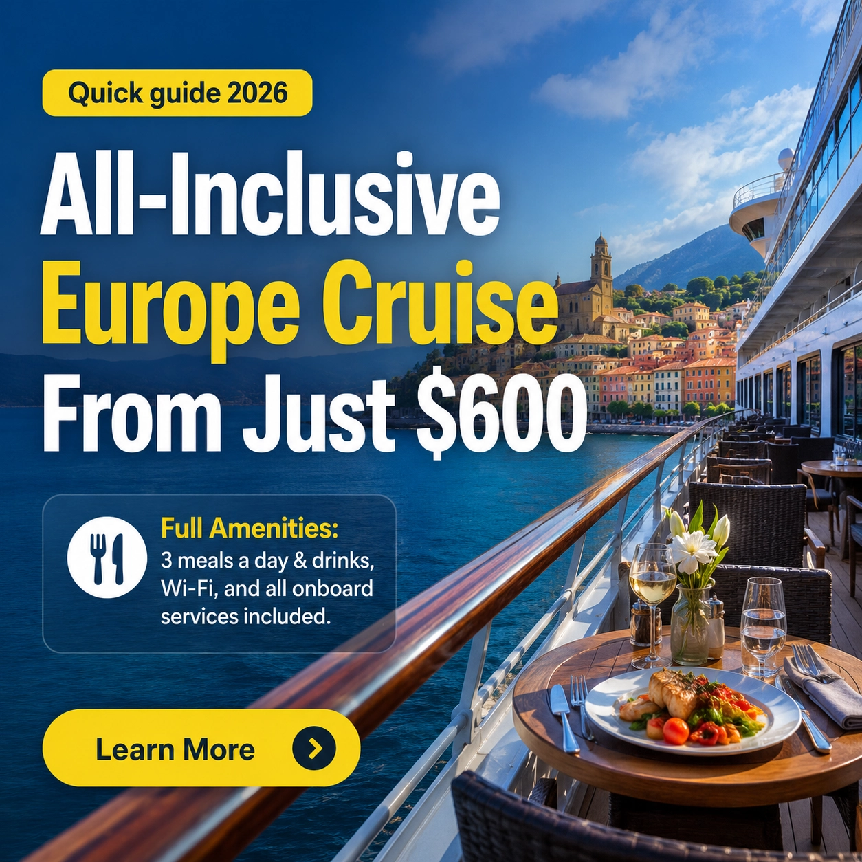 Jessica Miller Facebook ad: All-Inclusive European Cruising Made Easy