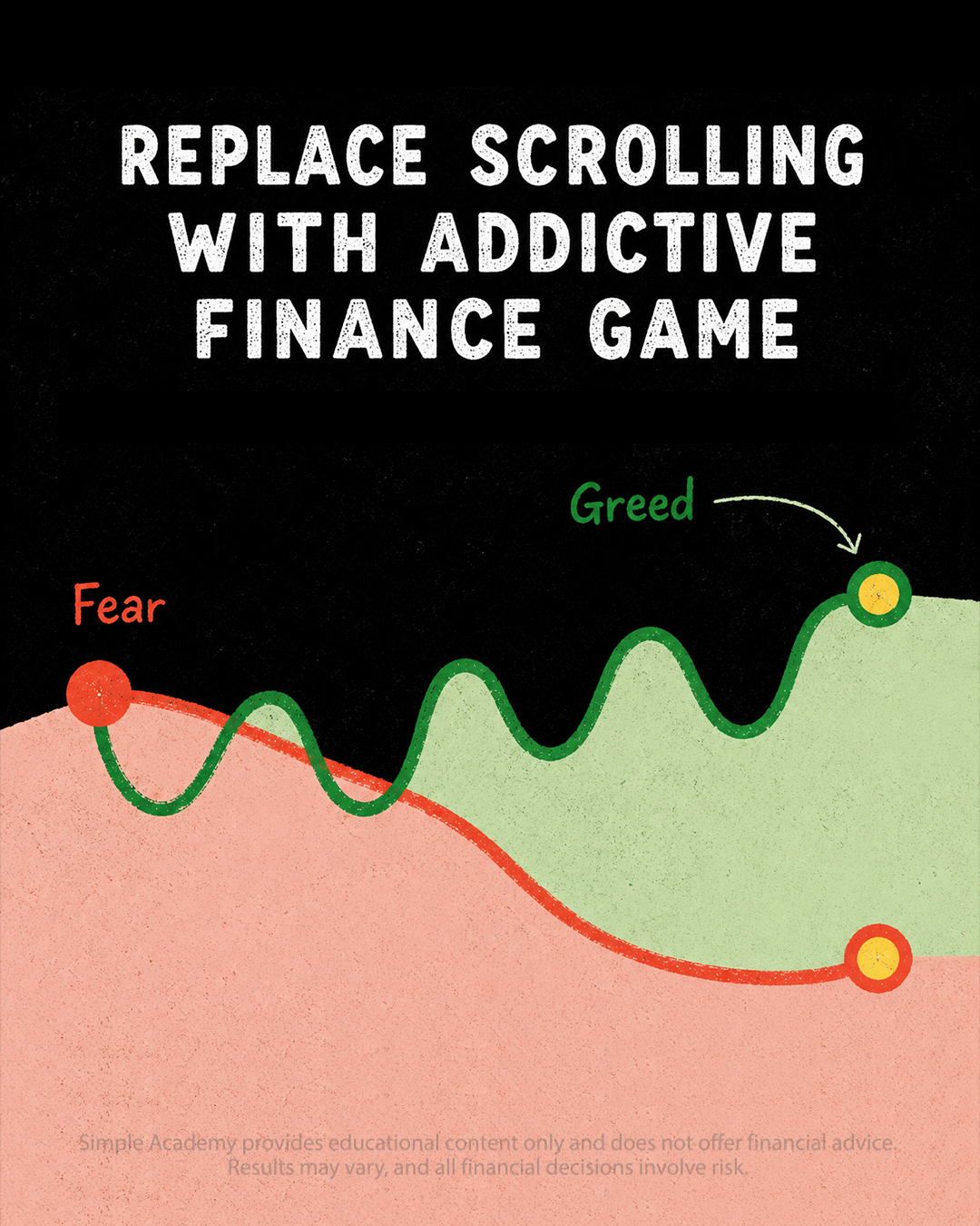 Simple Academy Community Facebook ad: Replace Scrolling with Addictive Finance Game