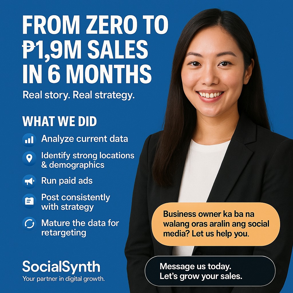 SocialSynth Facebook ad: Six months ago, a business owner came to…