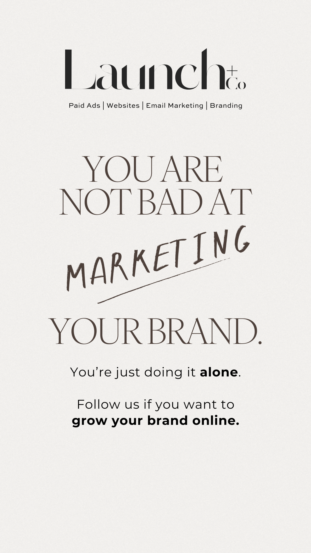 Launch + Co Facebook ad: You’re not bad at marketing.