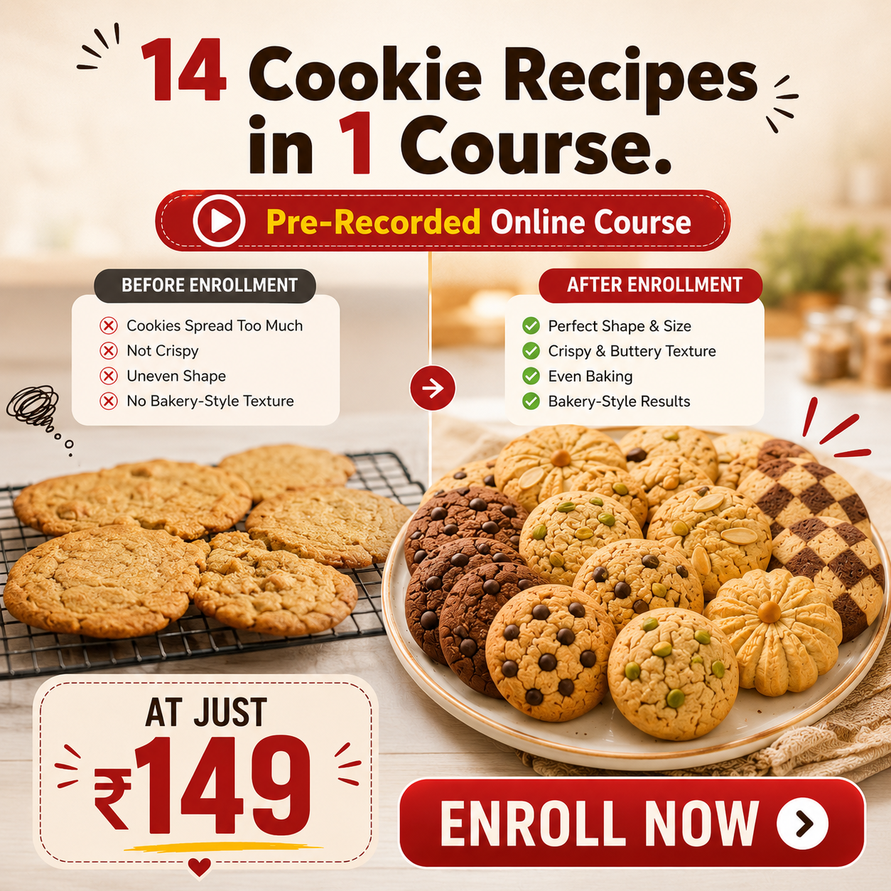 Swad Cooking Institute, Surat Facebook ad: Make Bakery-Style Cookies at Home