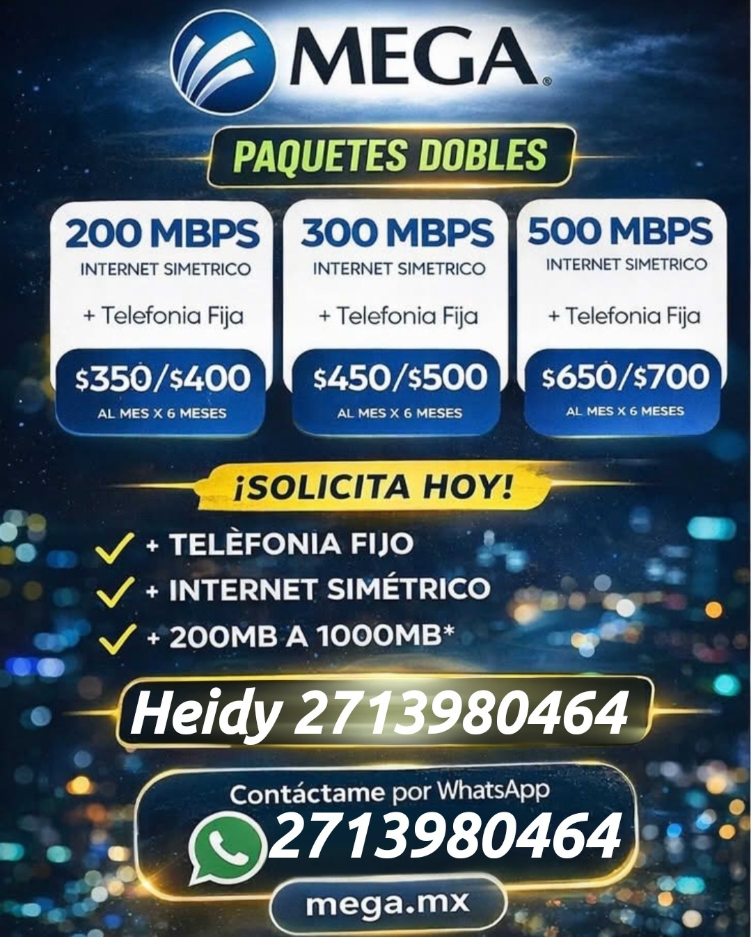 Contrataciones Megacable Facebook ad: Internet/televisión/telefonía $450 al mes