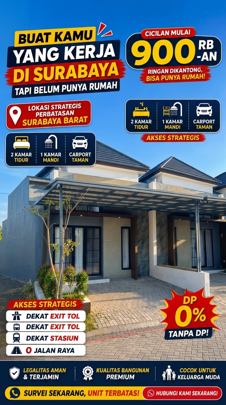 Rumah Murah Batas Surabaya Facebook ad: Cicilan Mulai Rp900 Ribuan โข Tanpa DP โข Bonus Furnished