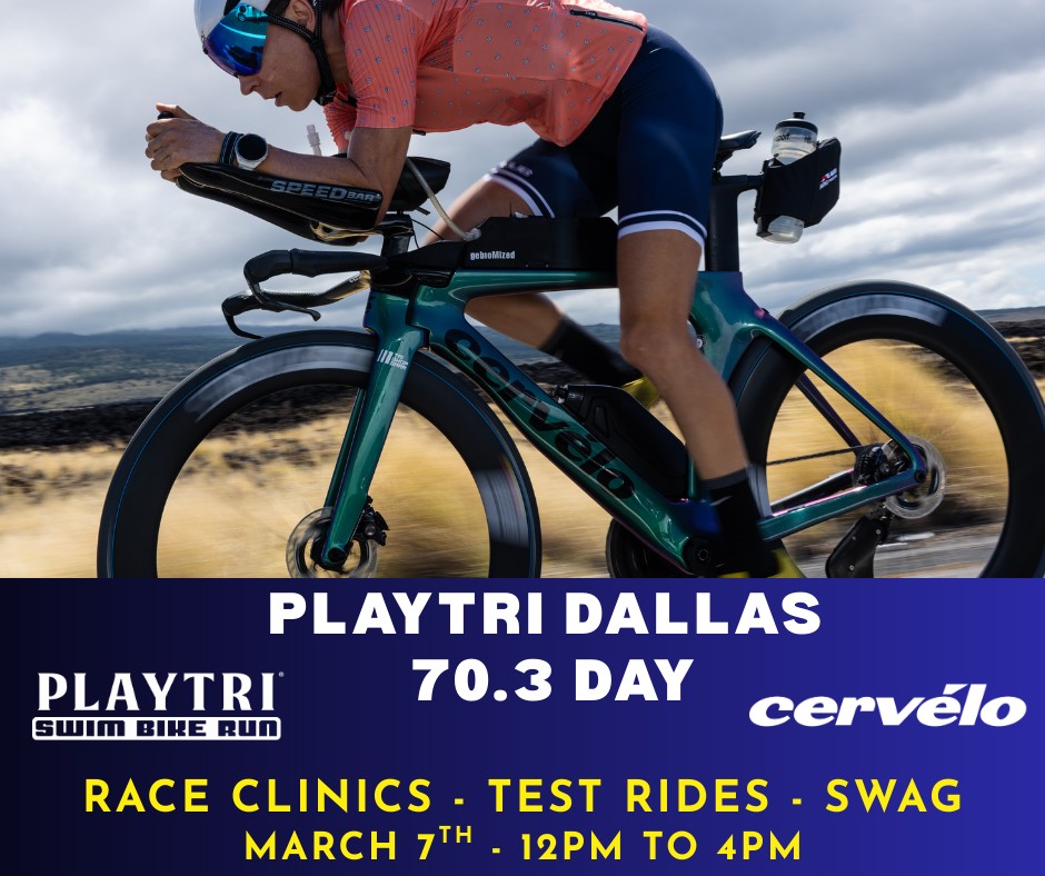 Playtri DFW Facebook ad: Dallas 70.3 athletes, Race Week starts at Playtri…