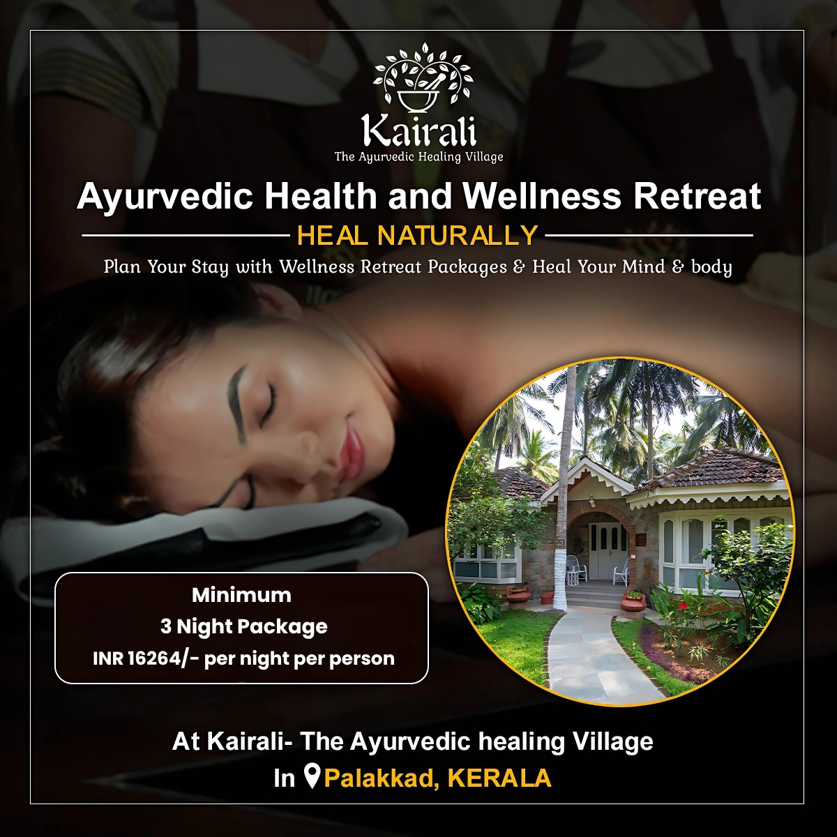Kairali - The Ayurvedic Healing Village Facebook ad: You can't enjoy wealth, if you're not in good health