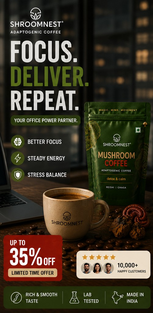 ShroomNest Facebook ad: Better Coffee. Better Workday.