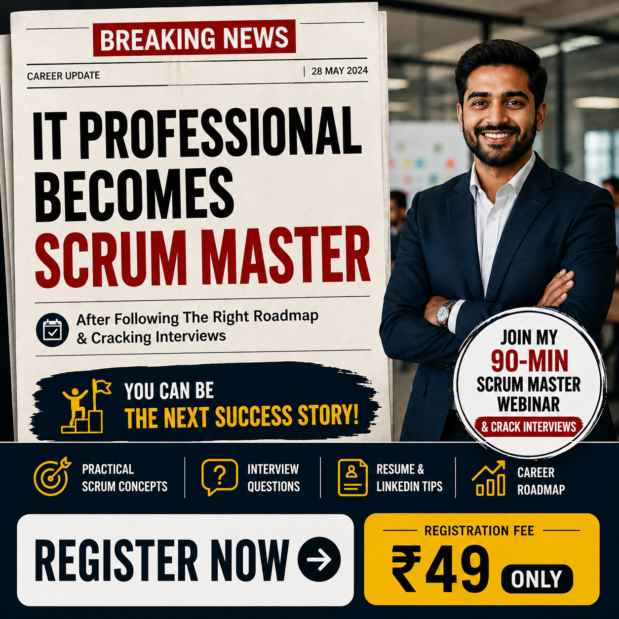 Ciphered Flow Technology Facebook ad: Become a Certified Scrum Master