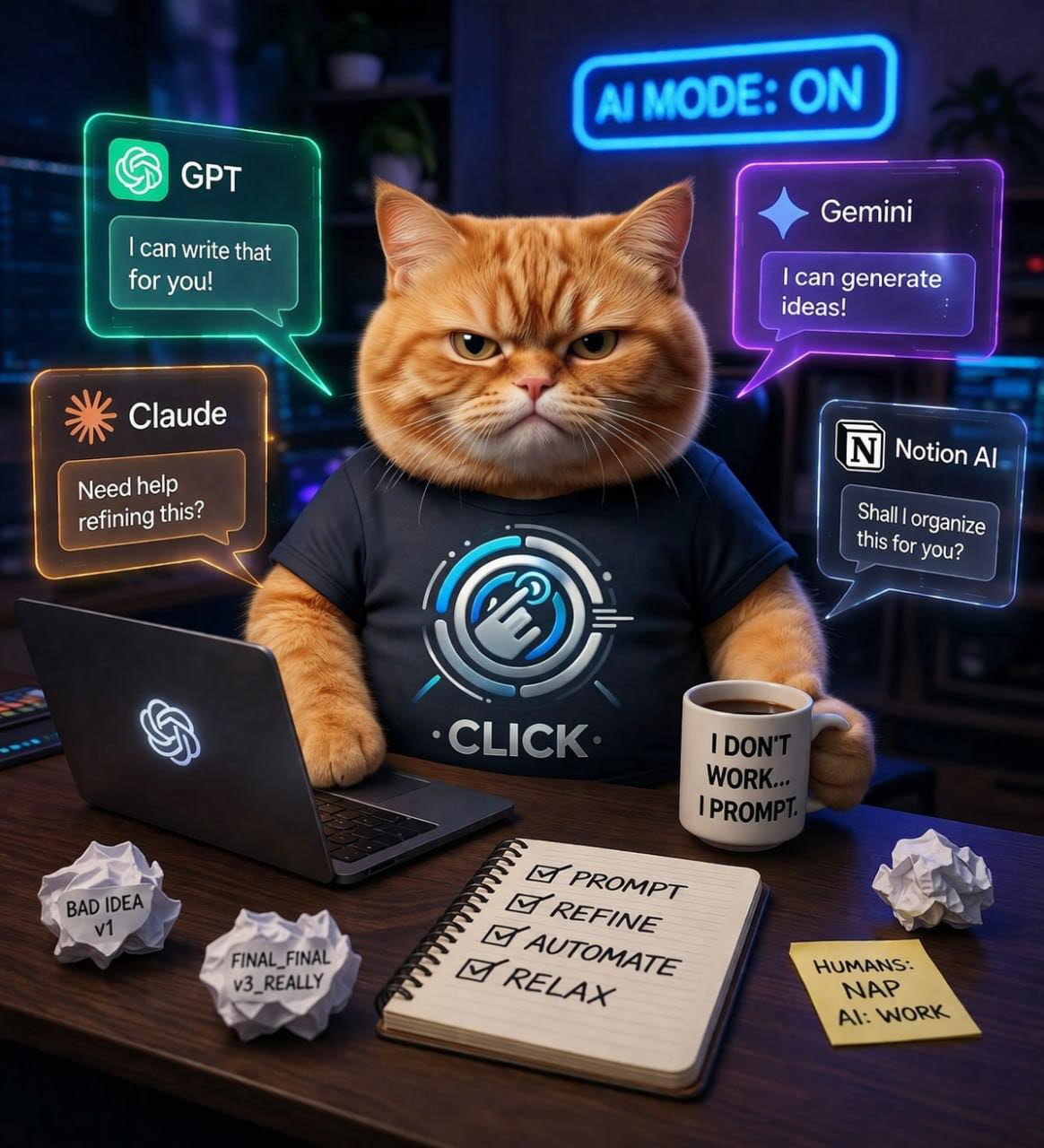Clickdz.ai Facebook ad: القط تاعنا كليكو راه زعفان