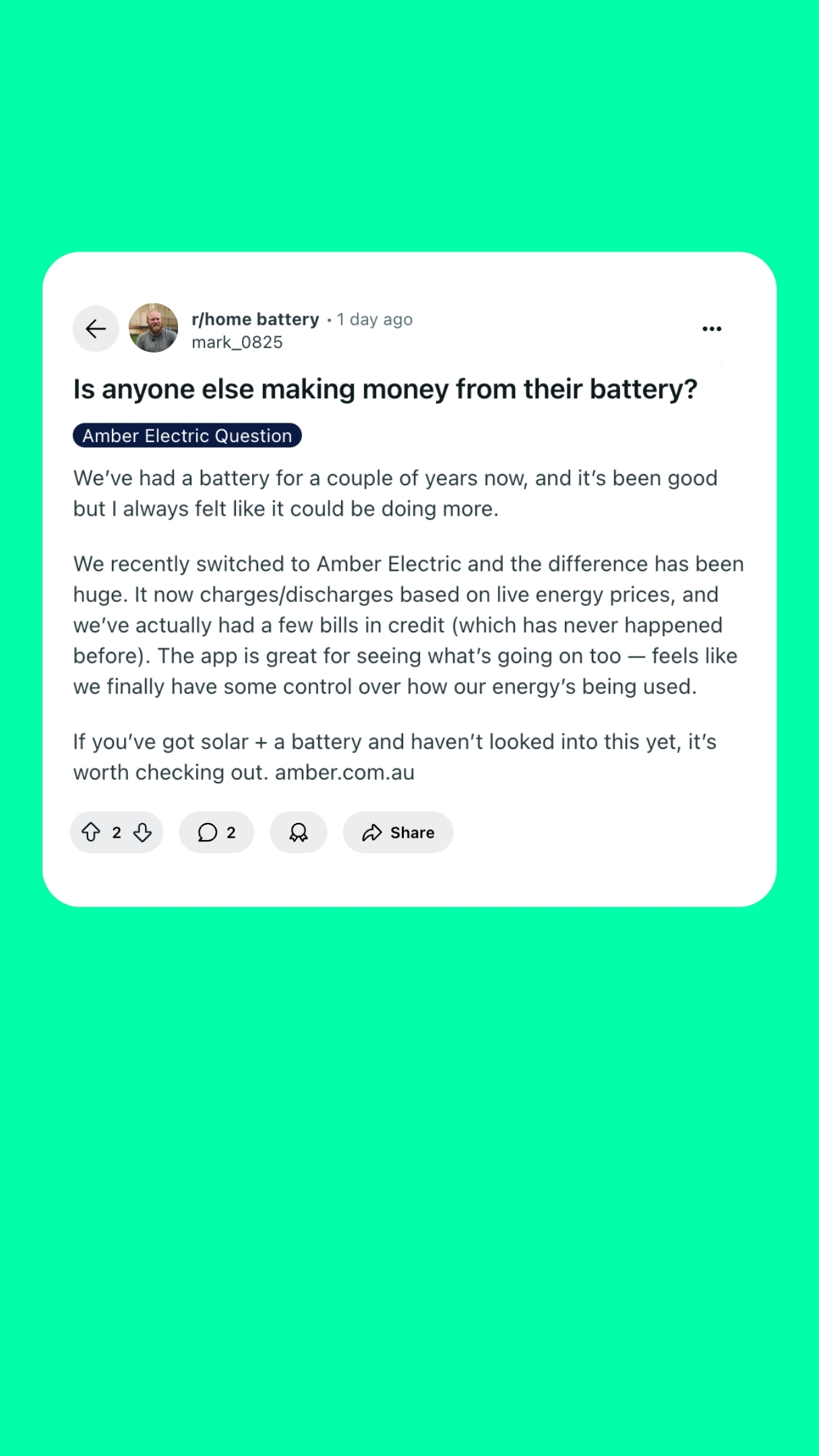 Amber Electric Facebook ad