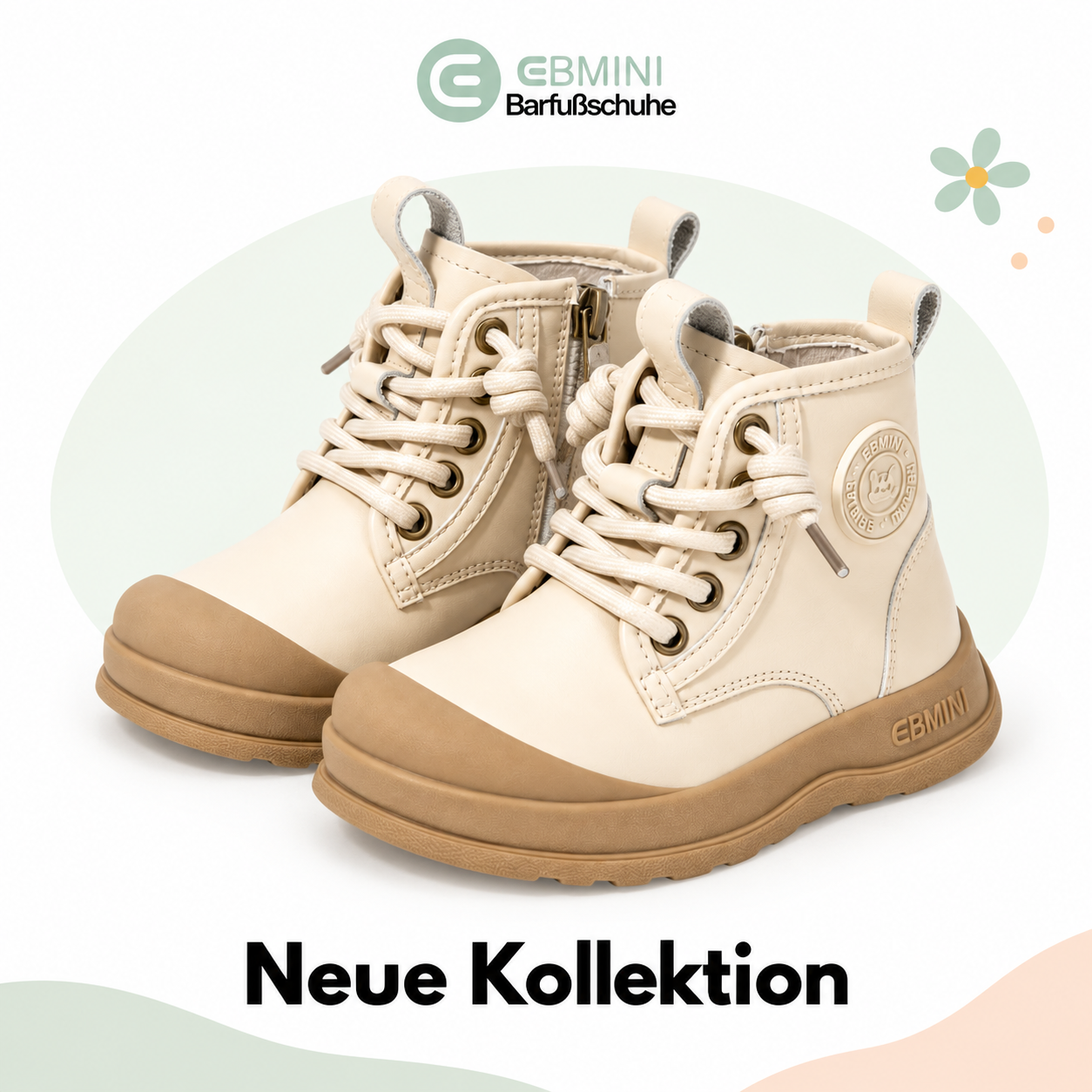 Ebmini - Kids Facebook ad: EBMINI Barfußchuhe, die Kindern Freiheit schenken.