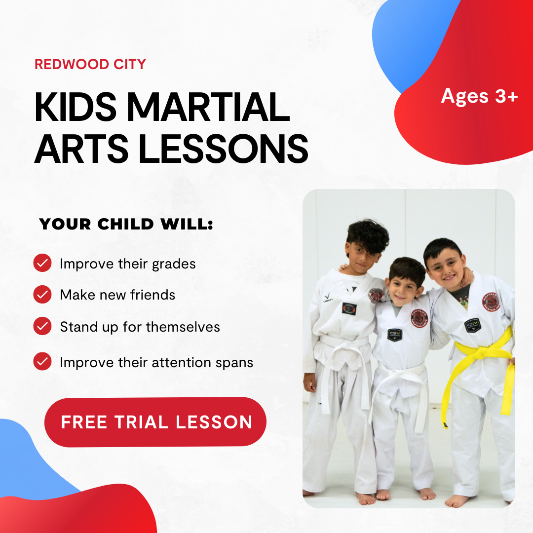 Escolta Martial Arts Redwood City Facebook ad: Kids Martial Arts (Ages 3+) | Free Trial Pass