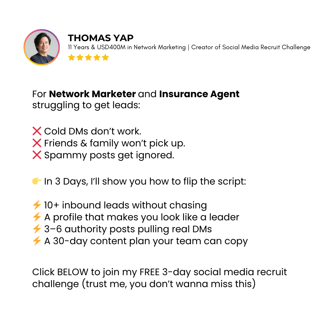 Thomas Yap - Network Marketing Coach Facebook ad: June 2026 Bootcamp Starts Soon, Join Free Now or Keep…