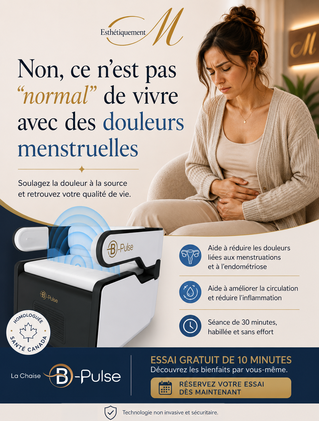 Esthétiquement M Facebook ad: RÉSERVEZ VOTRE SESSION GRATUITE!