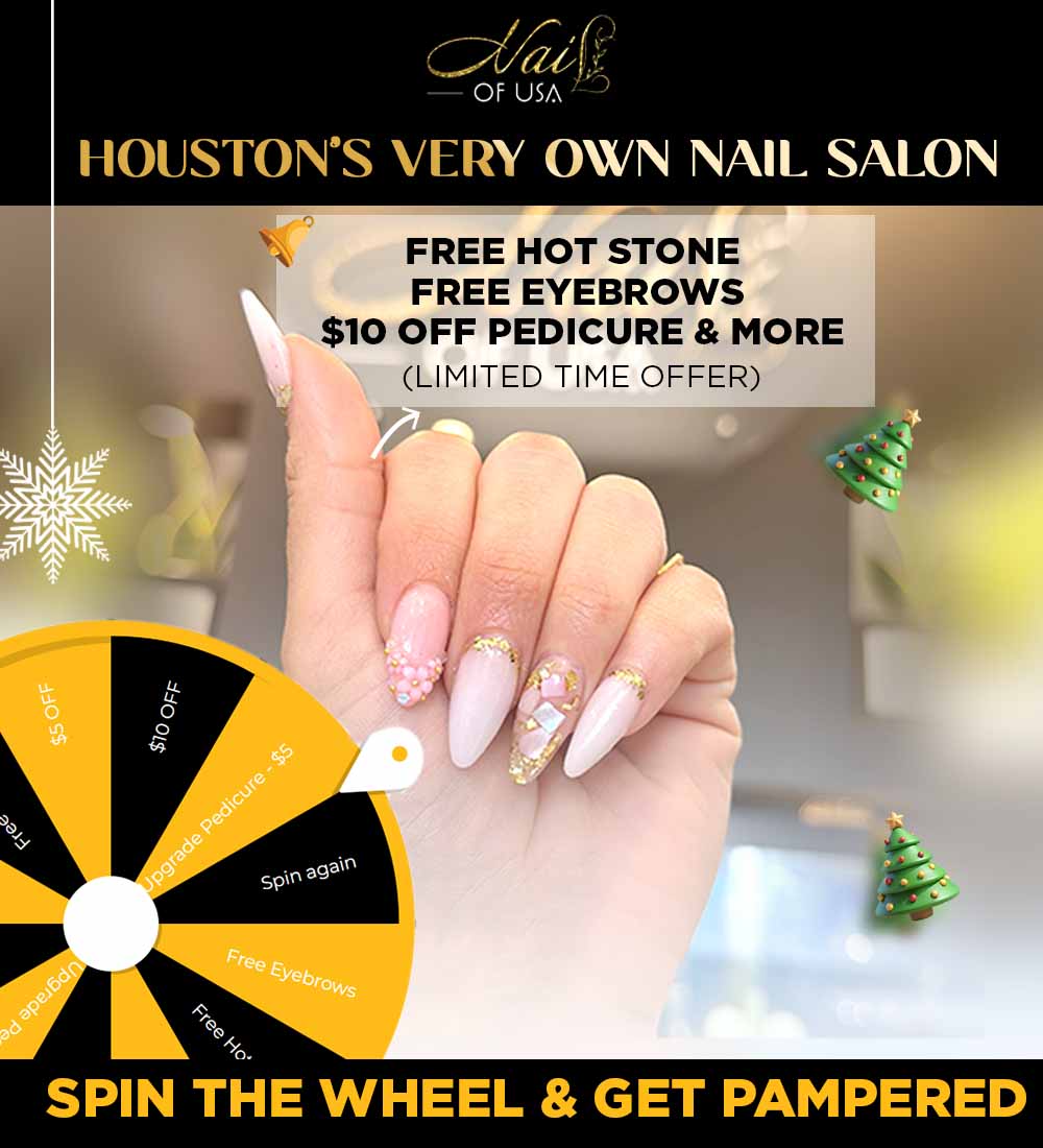 Nail Of USA Facebook ad: Spin The Wheel: Get Pampered Houston Girl!