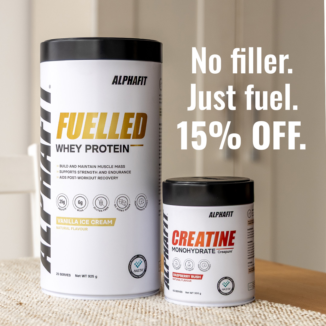 AlphaFit Supplements Facebook ad: No Filler. Just Fuel. 15% Off Your 1st Order.