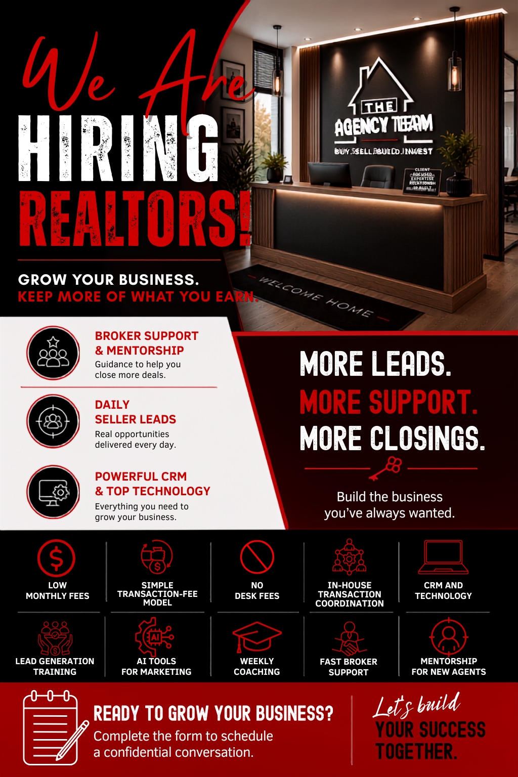 The Agency Team Facebook ad: Hiring Licensed REALTORS
