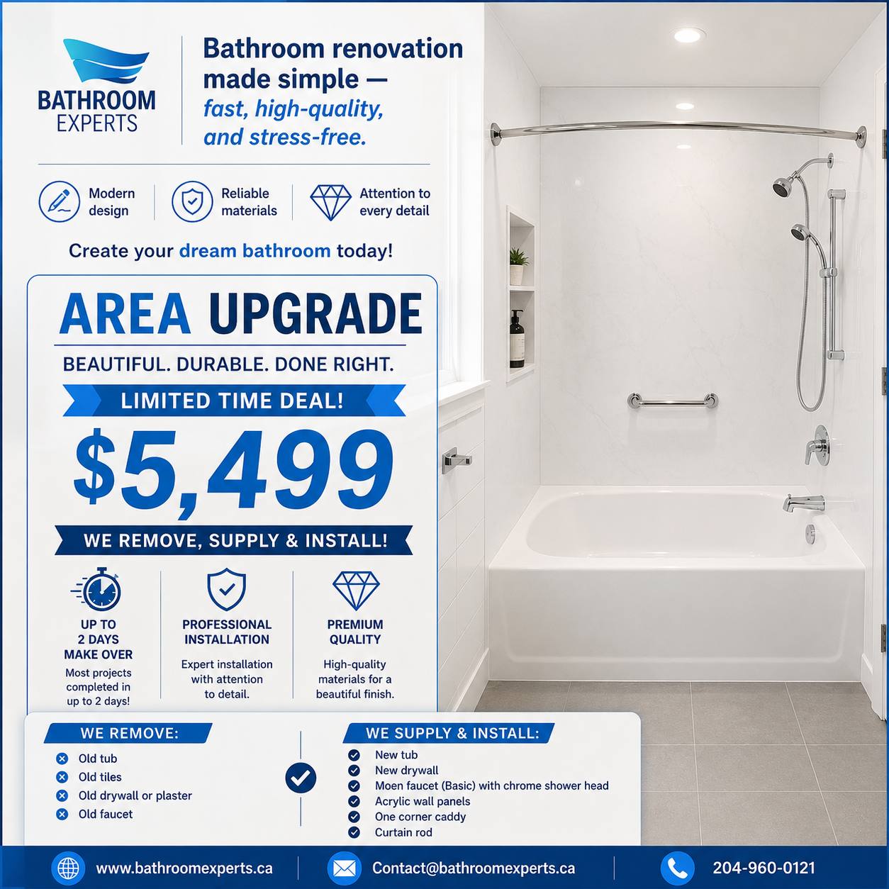 Bathroom Experts Facebook ad: We provide complete bathroom renovation services, including