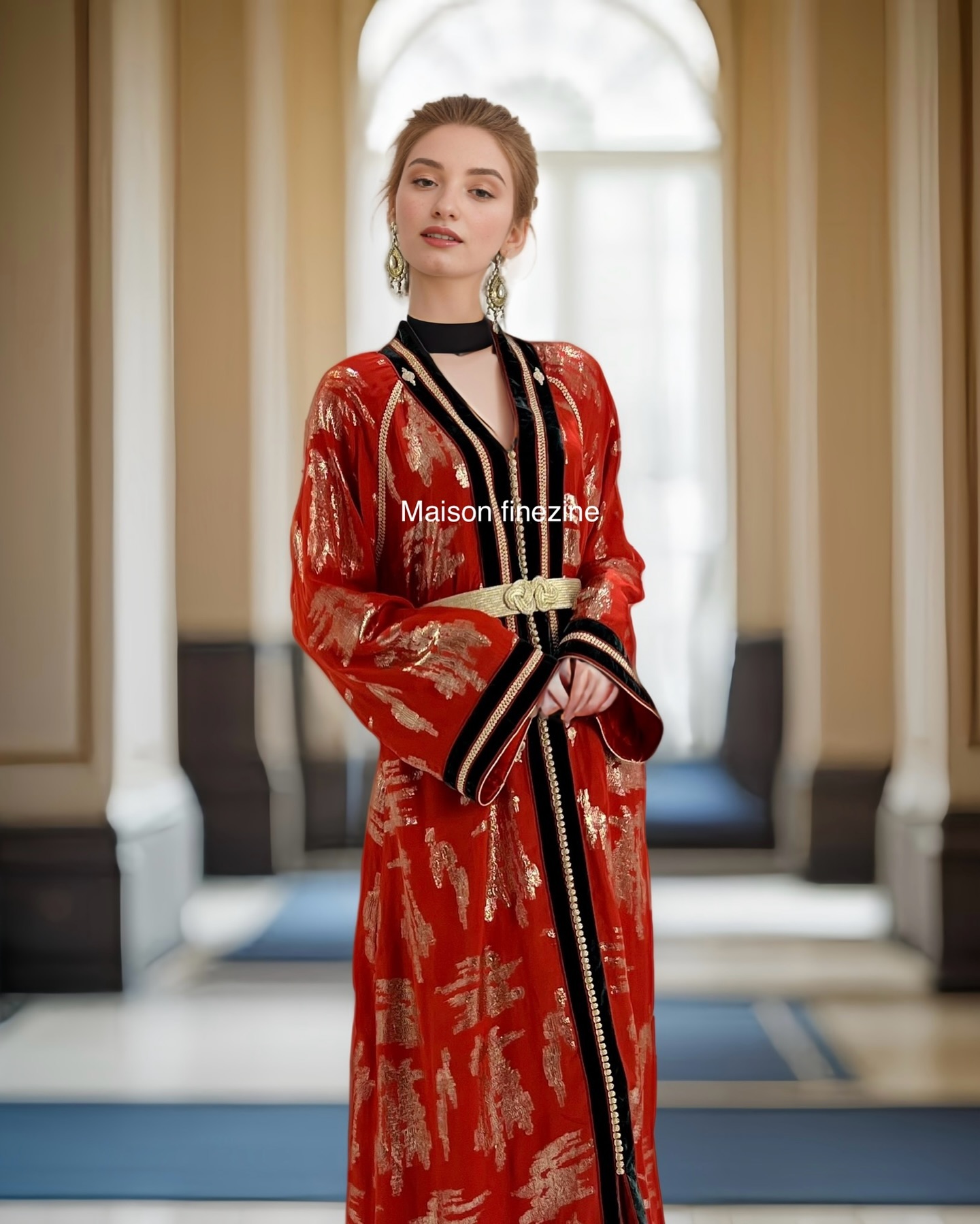 finezine.com - 1ere marque en ligne de caftans et tissus haute couture. Facebook ad: An elegant mix of velvet and tlija fabric…