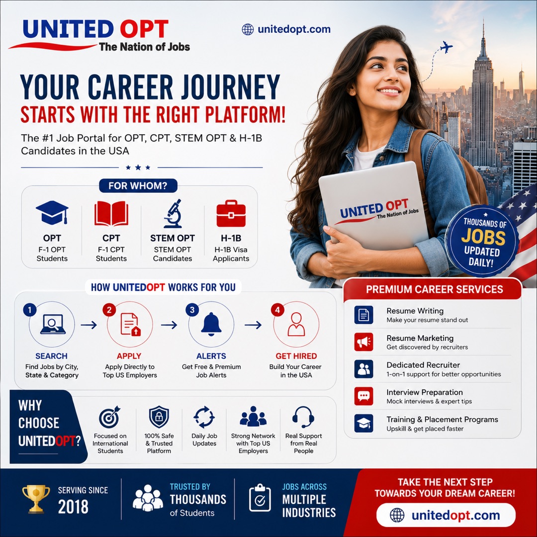 United OPT Facebook ad: Find OPT Jobs in the USA Today WhatsApp Us to Get Started