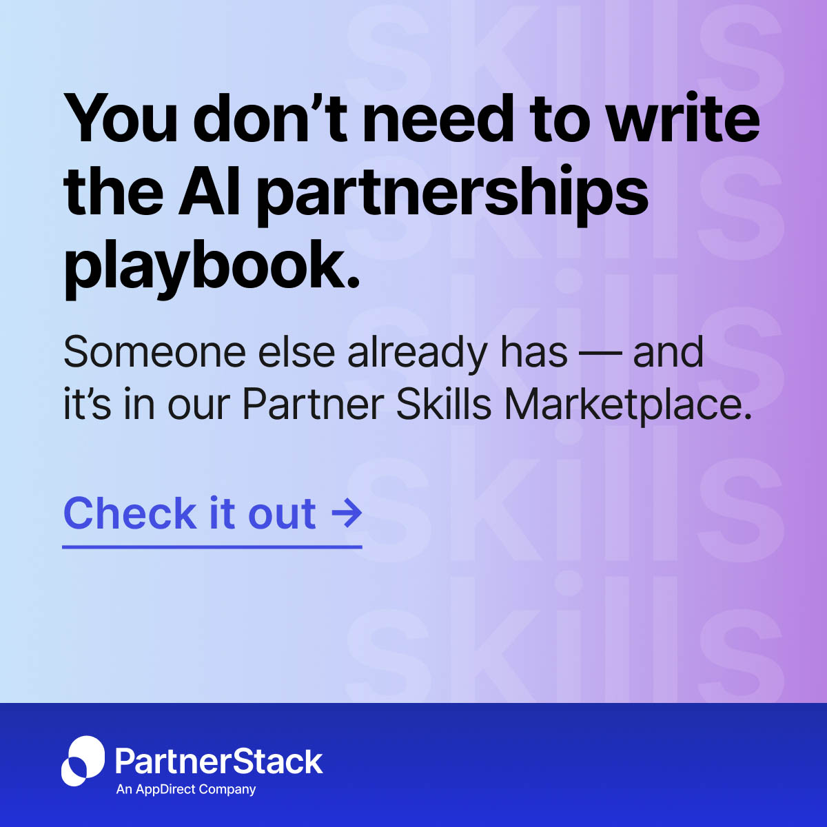 PartnerStack Facebook ad: Skip Writing the AI Playbook