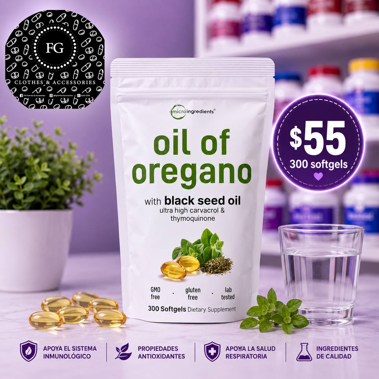 FG Clothes & Accessories Facebook ad: ¡Vitaminas americanas originales!