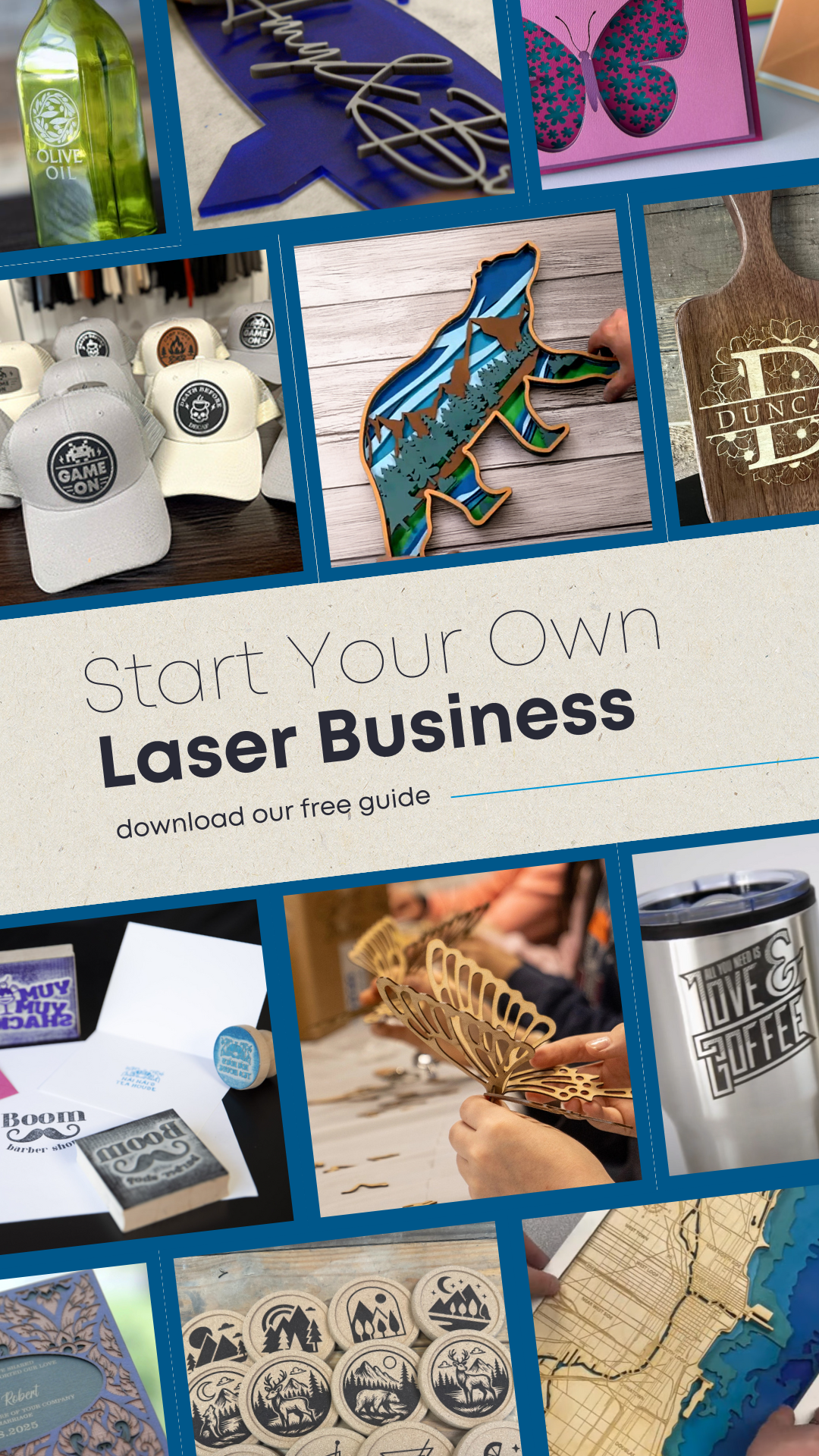 Epilog Laser Facebook ad: Get Free Startup Guide Now