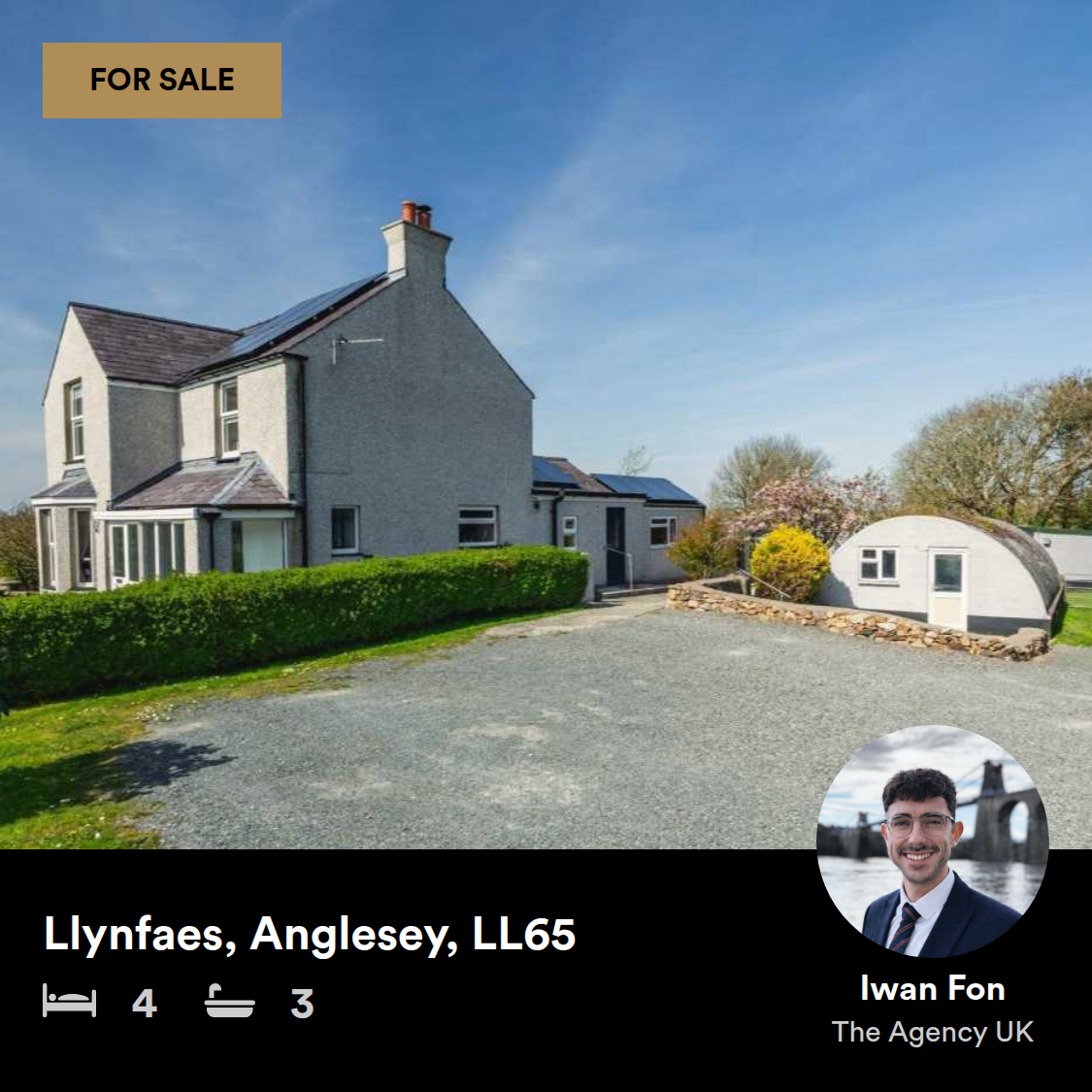 Iwan Fon Estate Agents Gwynedd & Anglesey TAUK Facebook ad: Detached 4 Bedrooms, 2 Bathrooms & En Suite with 4.6 Acres…