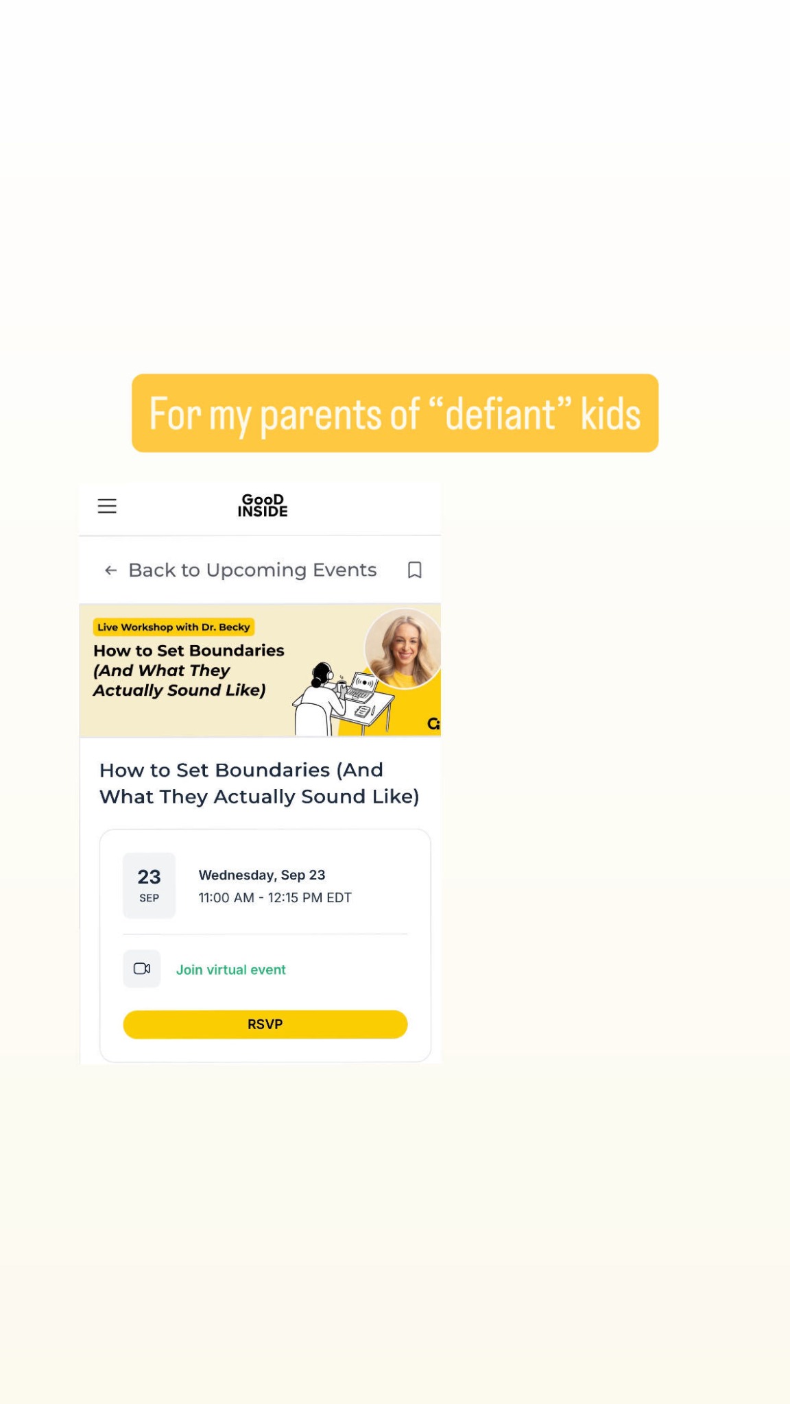 Dr. Becky at Good Inside Facebook ad