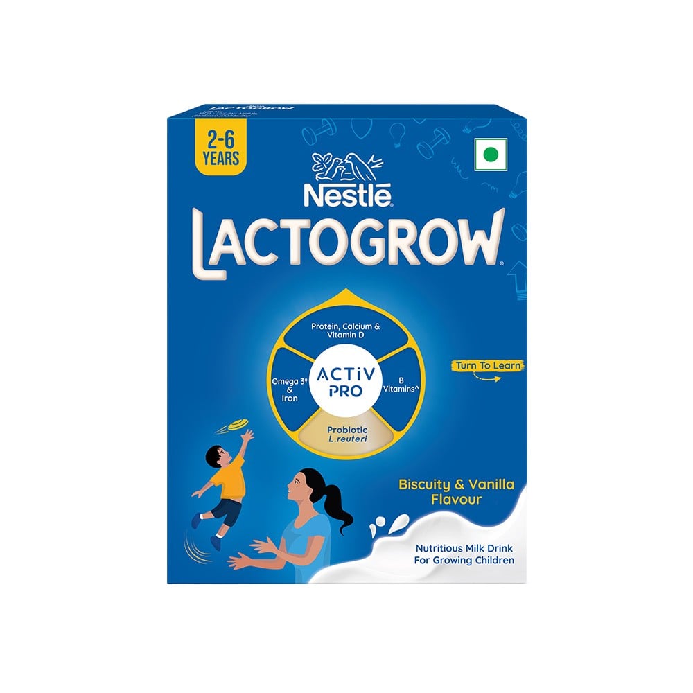 Nestlé Lactogrow India Facebook ad: with nutrients that help support normal Brain development…