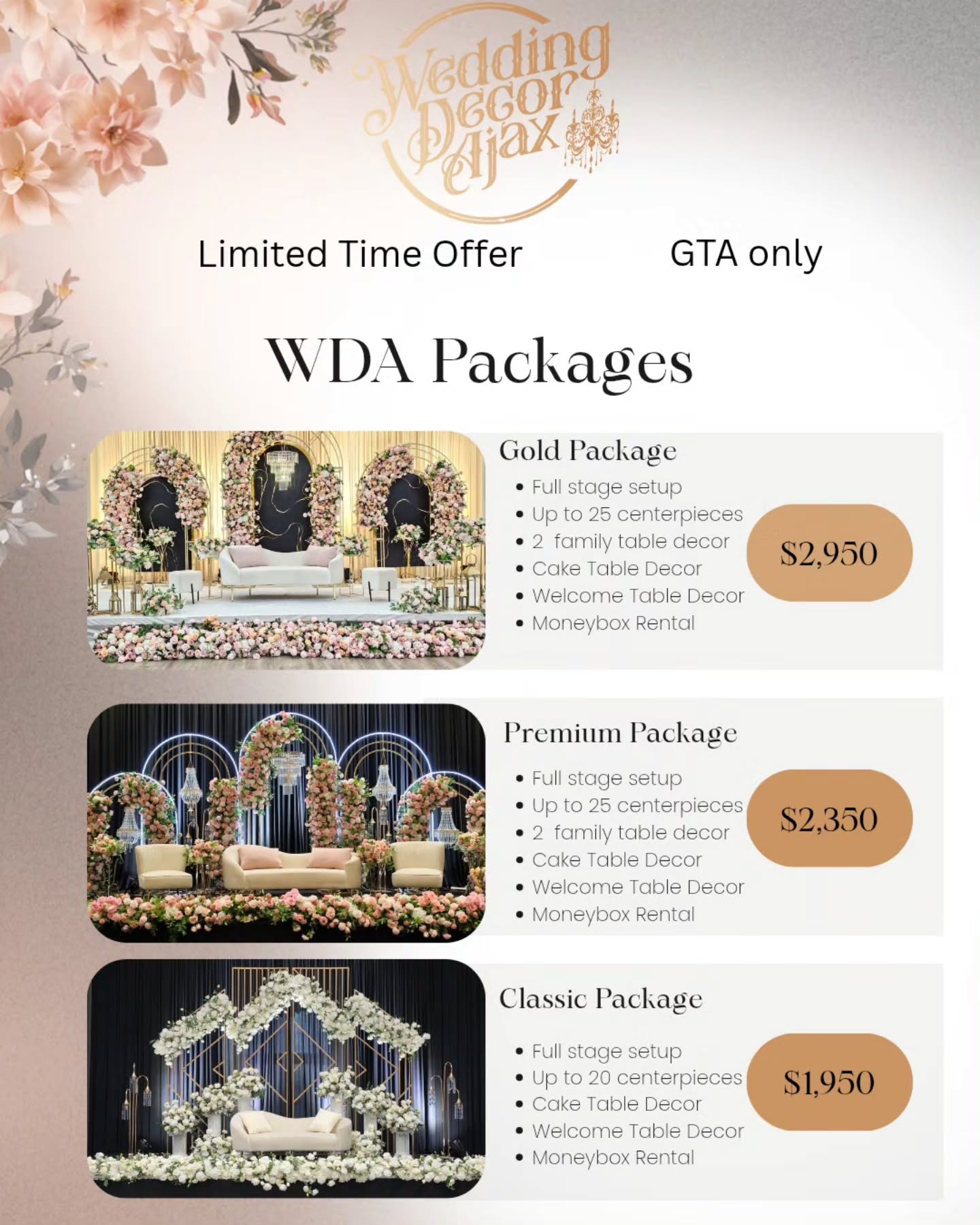 weddingdecorajax Facebook ad: WDA Wedding Decor Packages