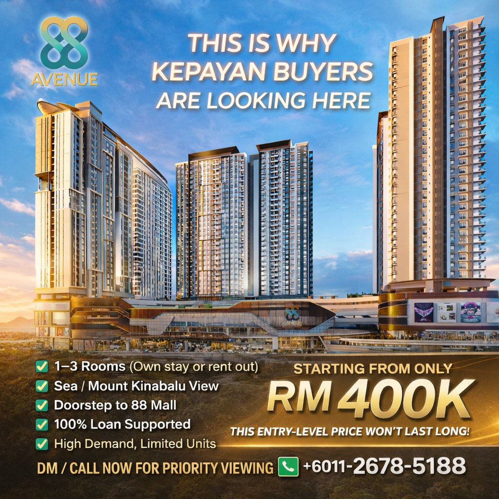 PropNex Malaysia - Hazel Chan Associates Facebook ad: 88 Avenue, Kepayan, location is the strategy.