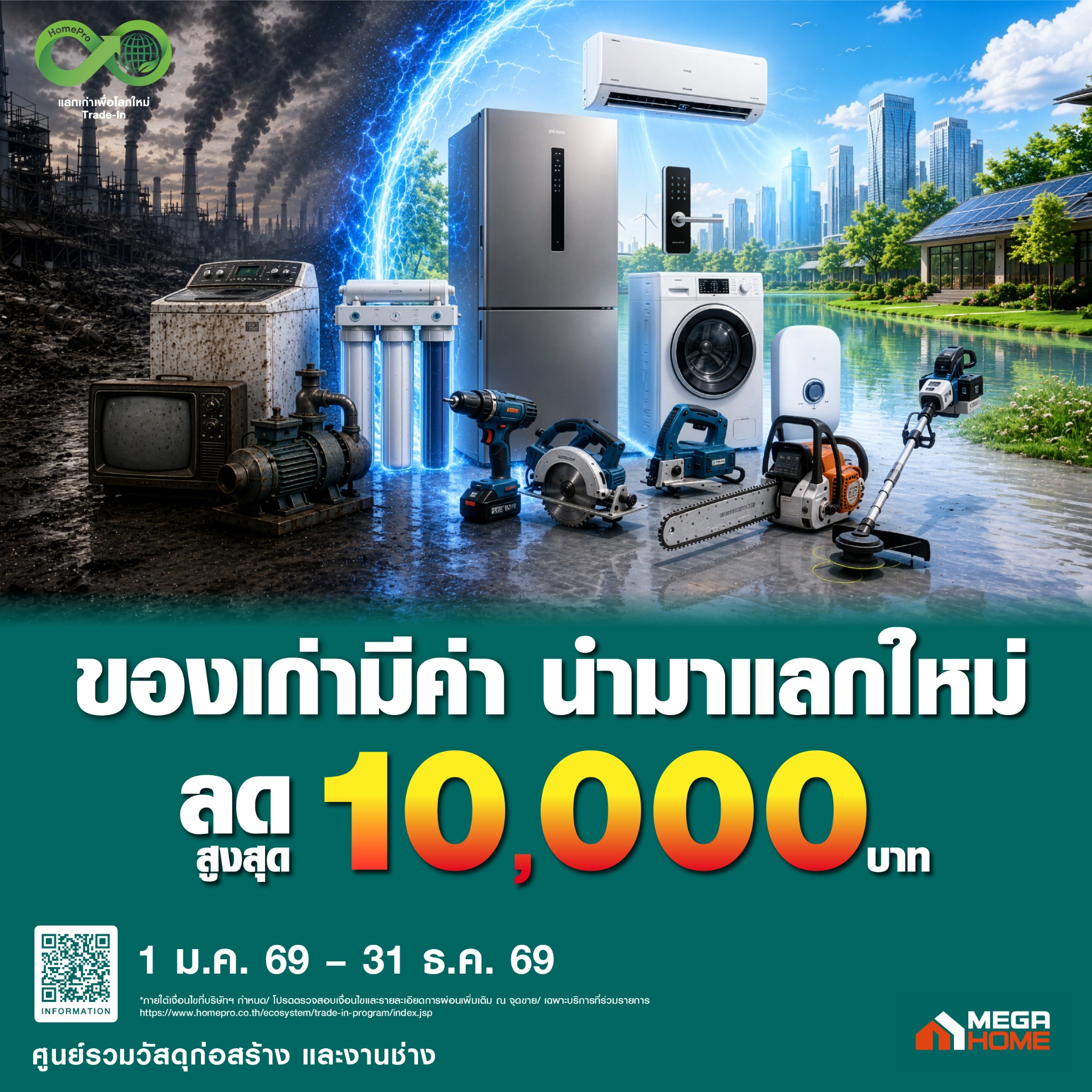 เมกาโฮม ศูนย์รวมวัสดุก่อสร้างและงานช่าง Facebook ad: ของเก่าอย่าเพิ่งทิ้ง! ของเก่ามีค่า เอามาแลกใหม่คุ้มกว่า