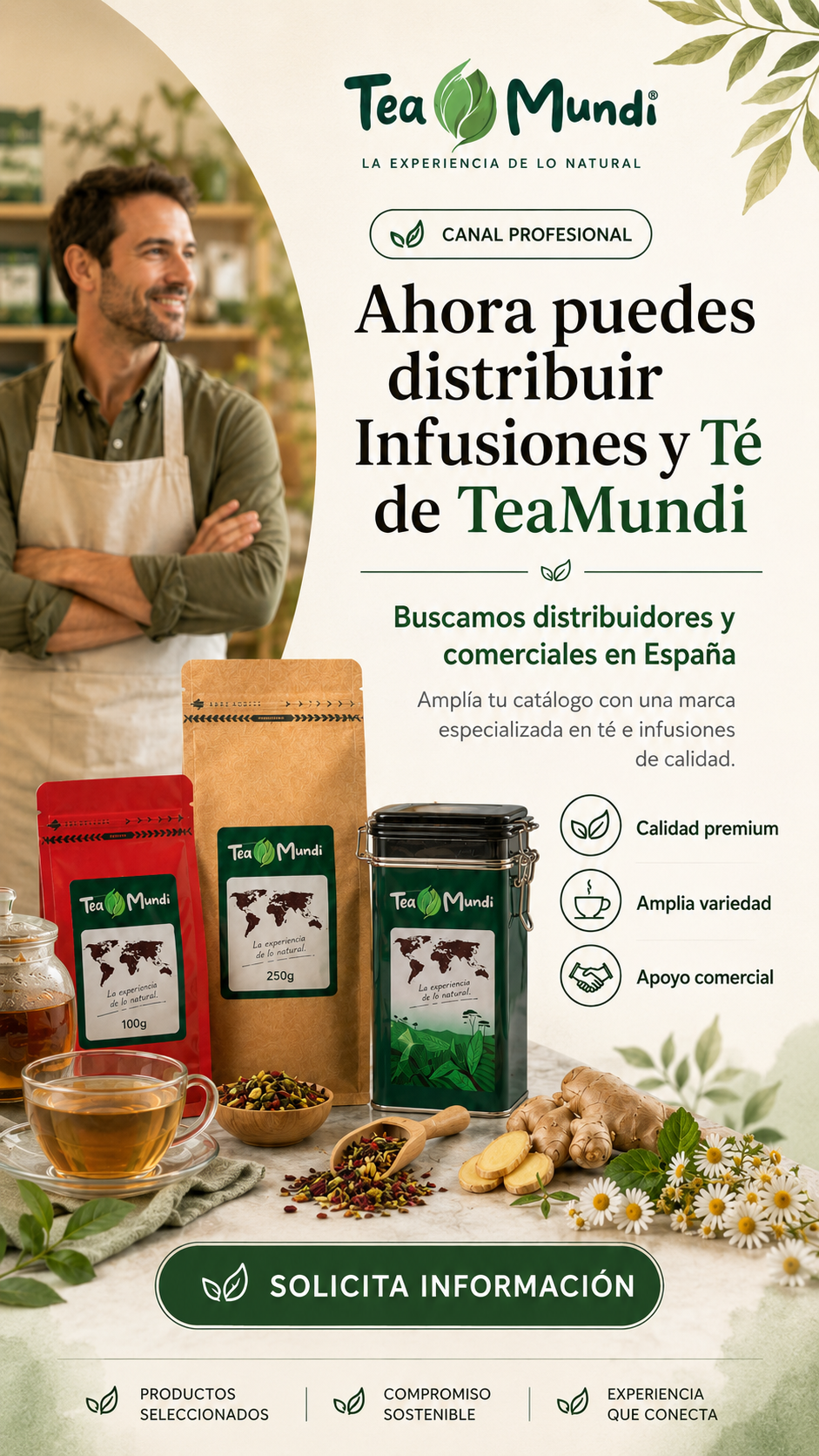 TeaMundi Facebook ad: Conviértete en distribuidor Tea Mundi.