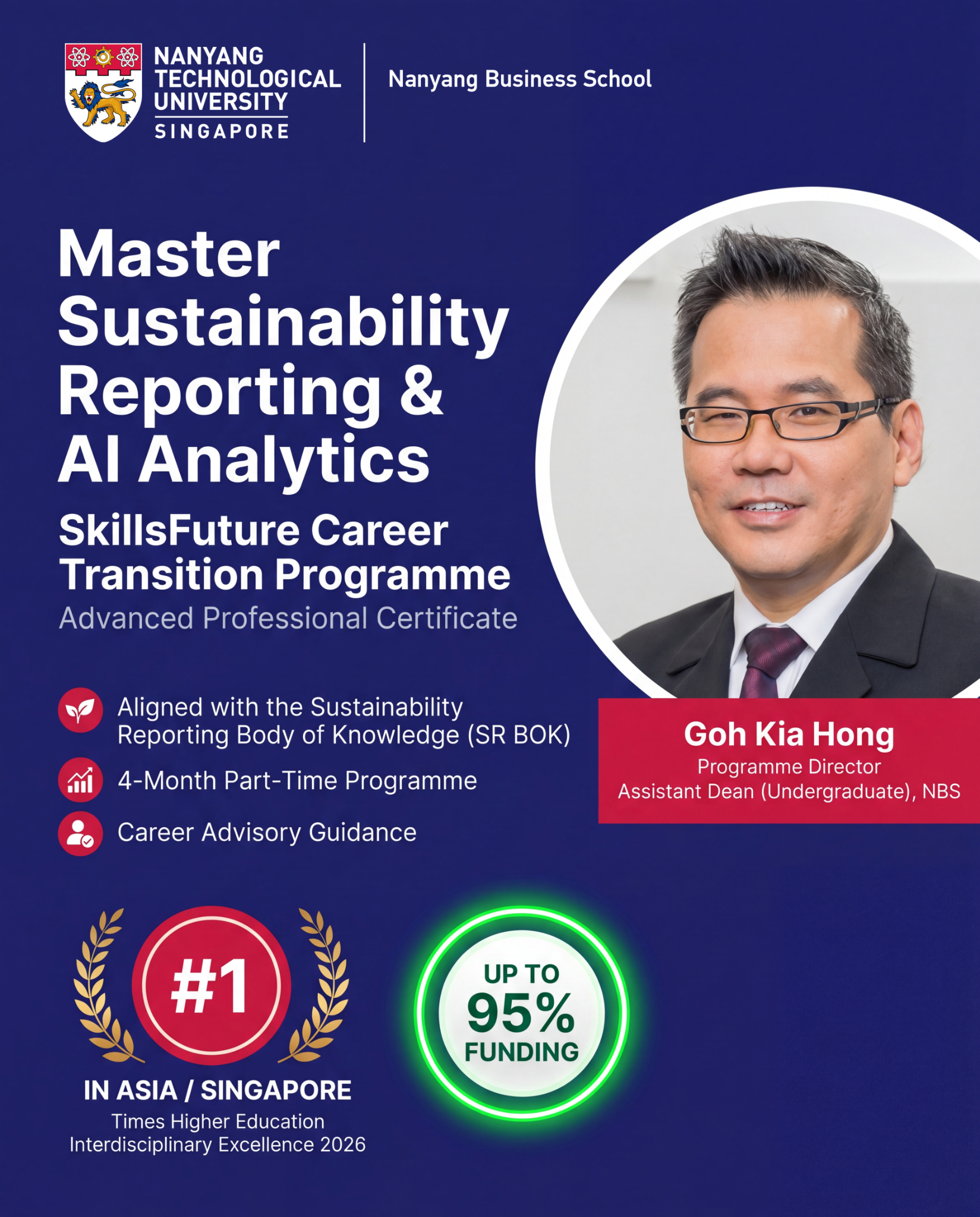 Nanyang Business School - Executive Education Facebook ad: SCTP Funded ESG & AI Analytics Cert