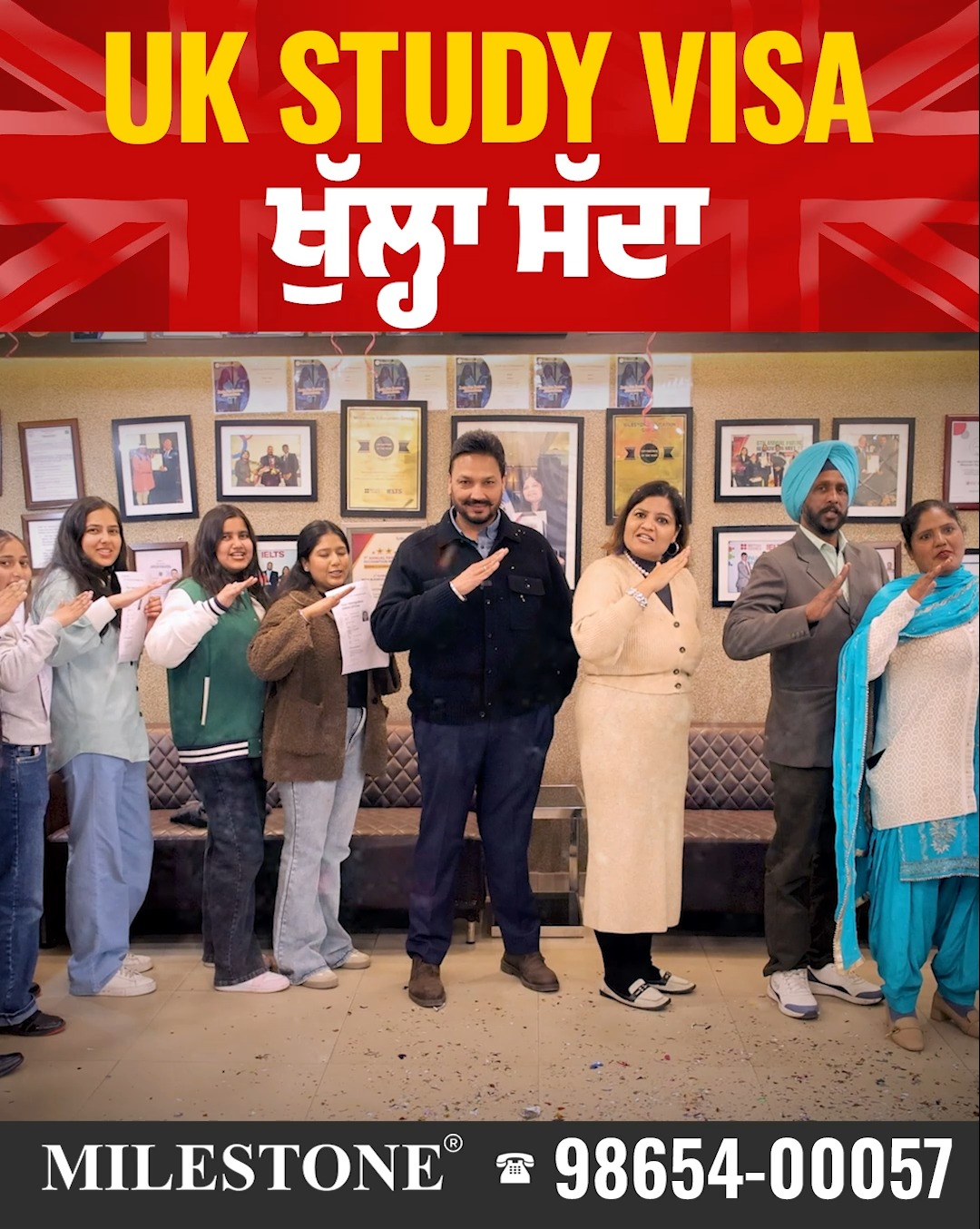 Milestone - International Education Experts Facebook ad: UK Study Visa ਸਿਰਫ਼ UK-Certified Agents ਰਾਹੀਂ ਜੋ…