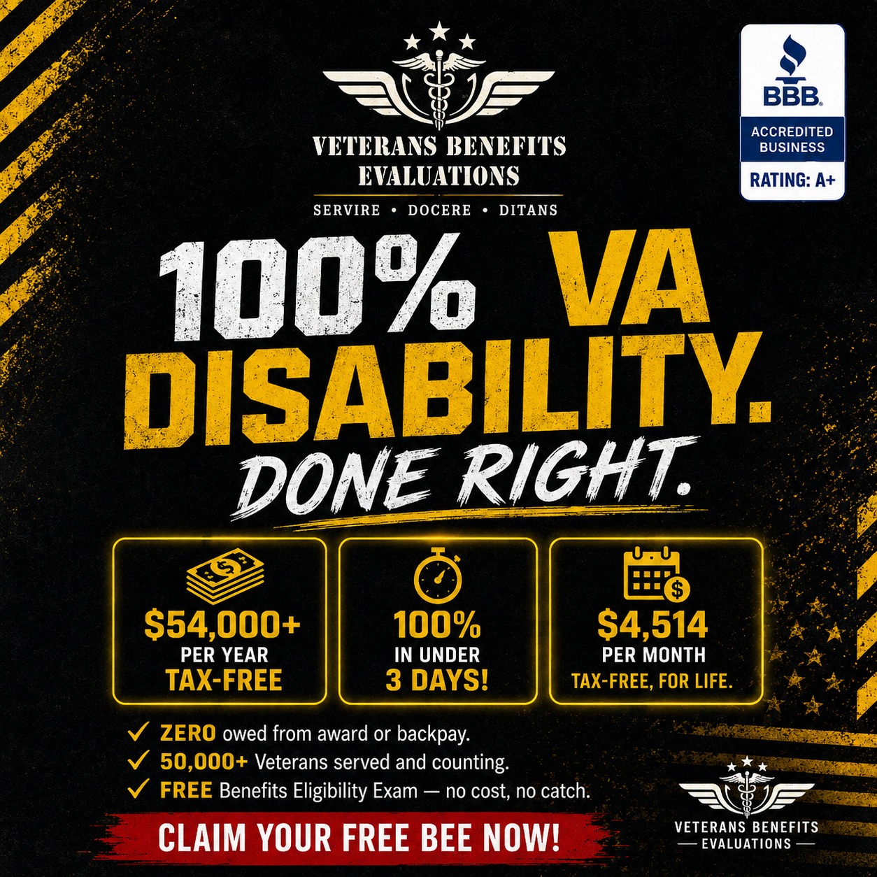 Veterans Benefits Evaluations Facebook ad